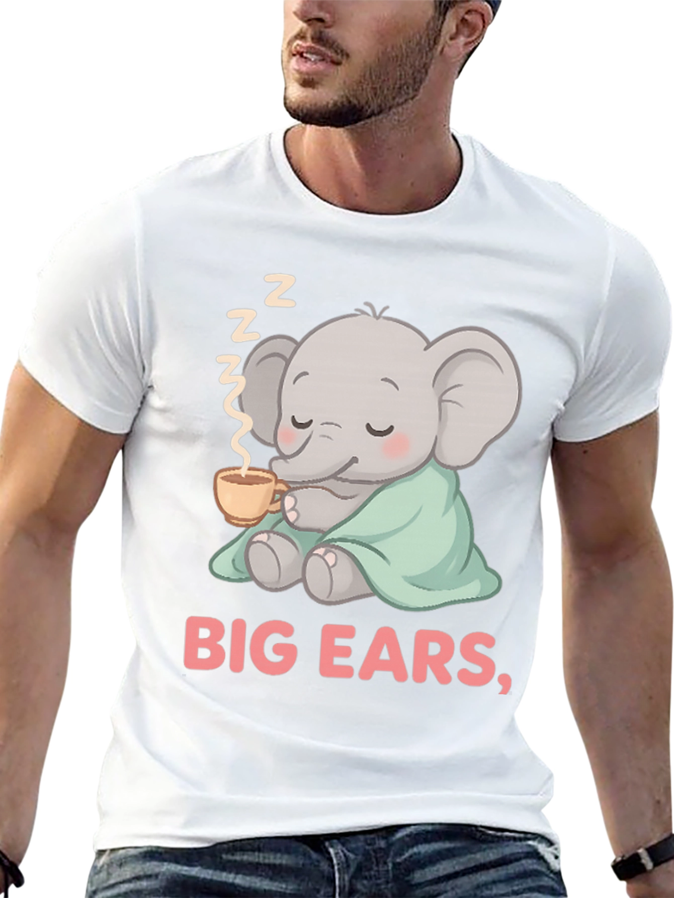Cute Elephant Big Ears Graphic Tee