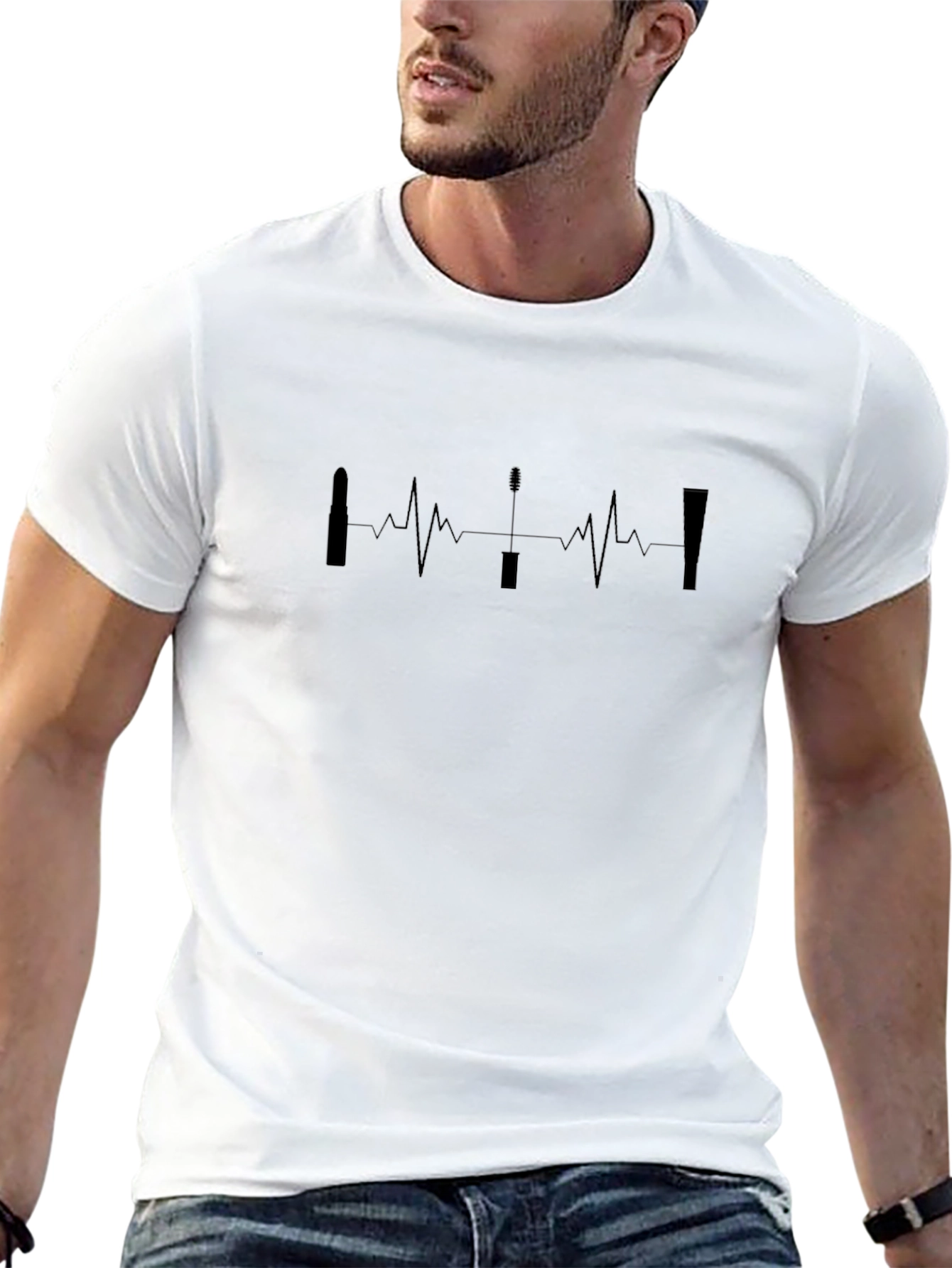 Makeup Heartbeat T-Shirt - Stylish Graphic Tee