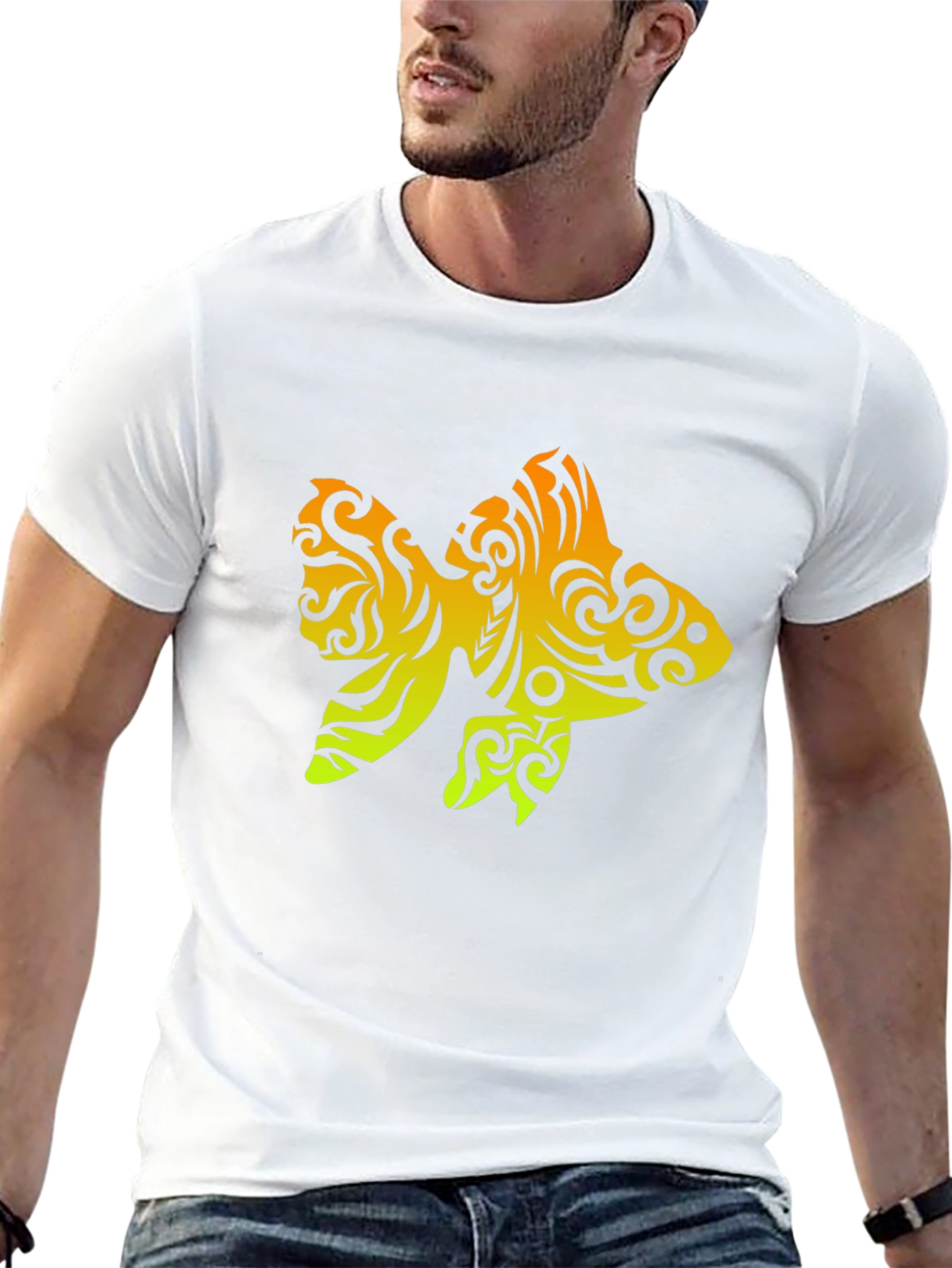 Tribal Goldfish Graphic Tee - Black Cotton Blend