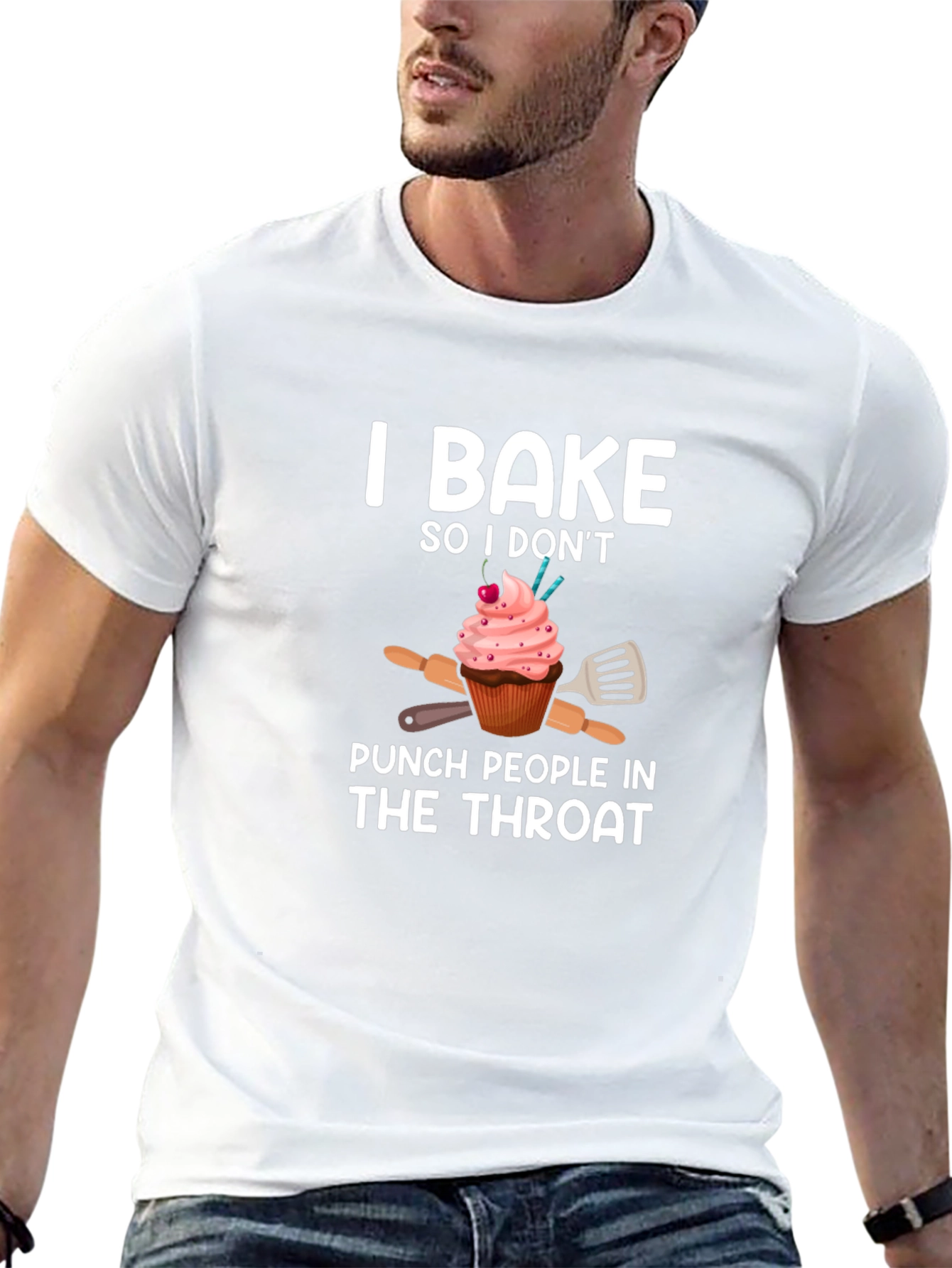I Bake So I Dont Punch People Black T-Shirt