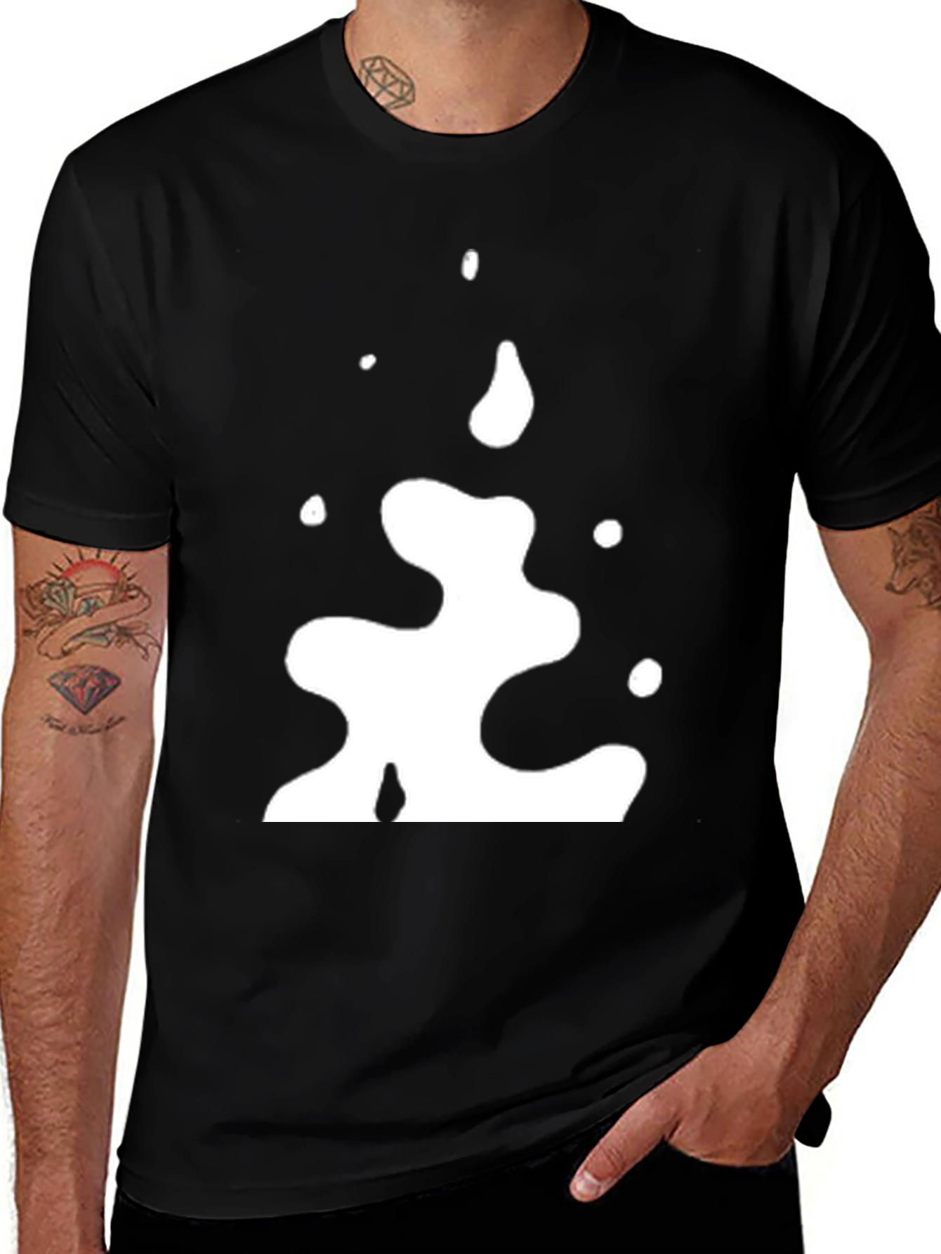 Modern Black T-Shirt with Unique White Graphic