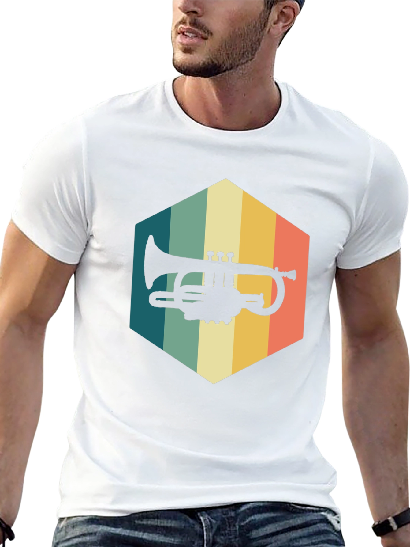 Retro Trumpet Black T-Shirt - Music Lover Tee