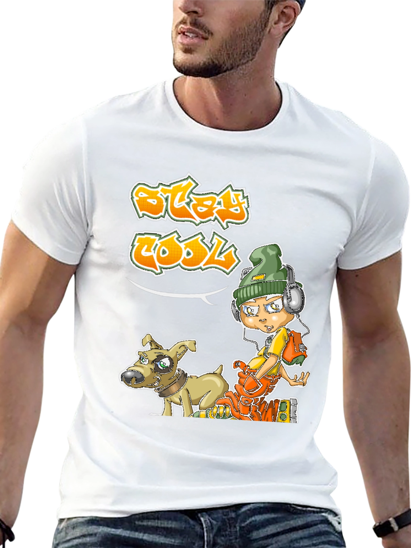 Cool Cartoon Graphic Black T-Shirt