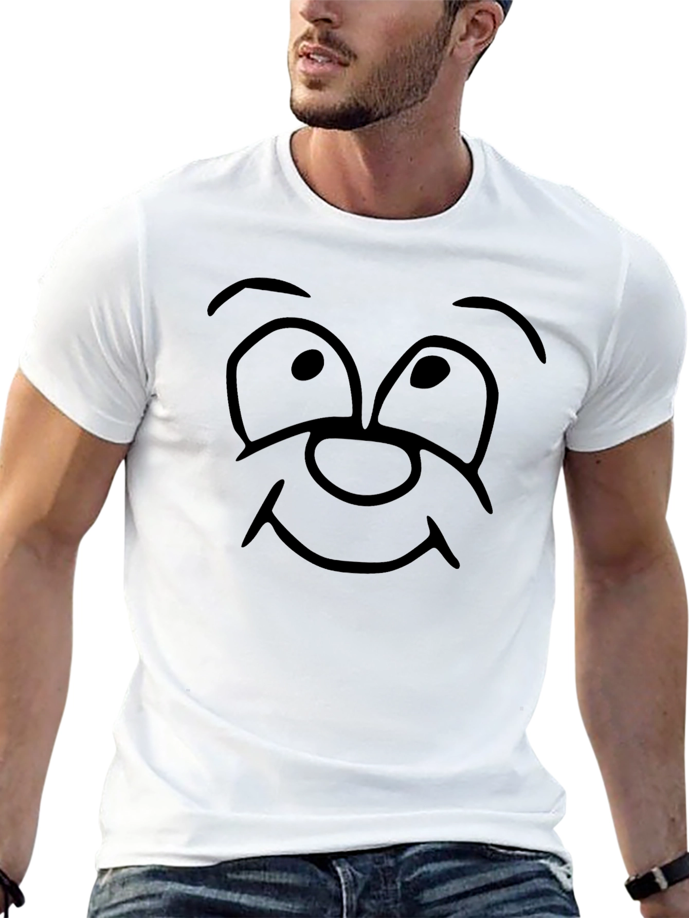 Cartoon Face Graphic Black T-Shirt