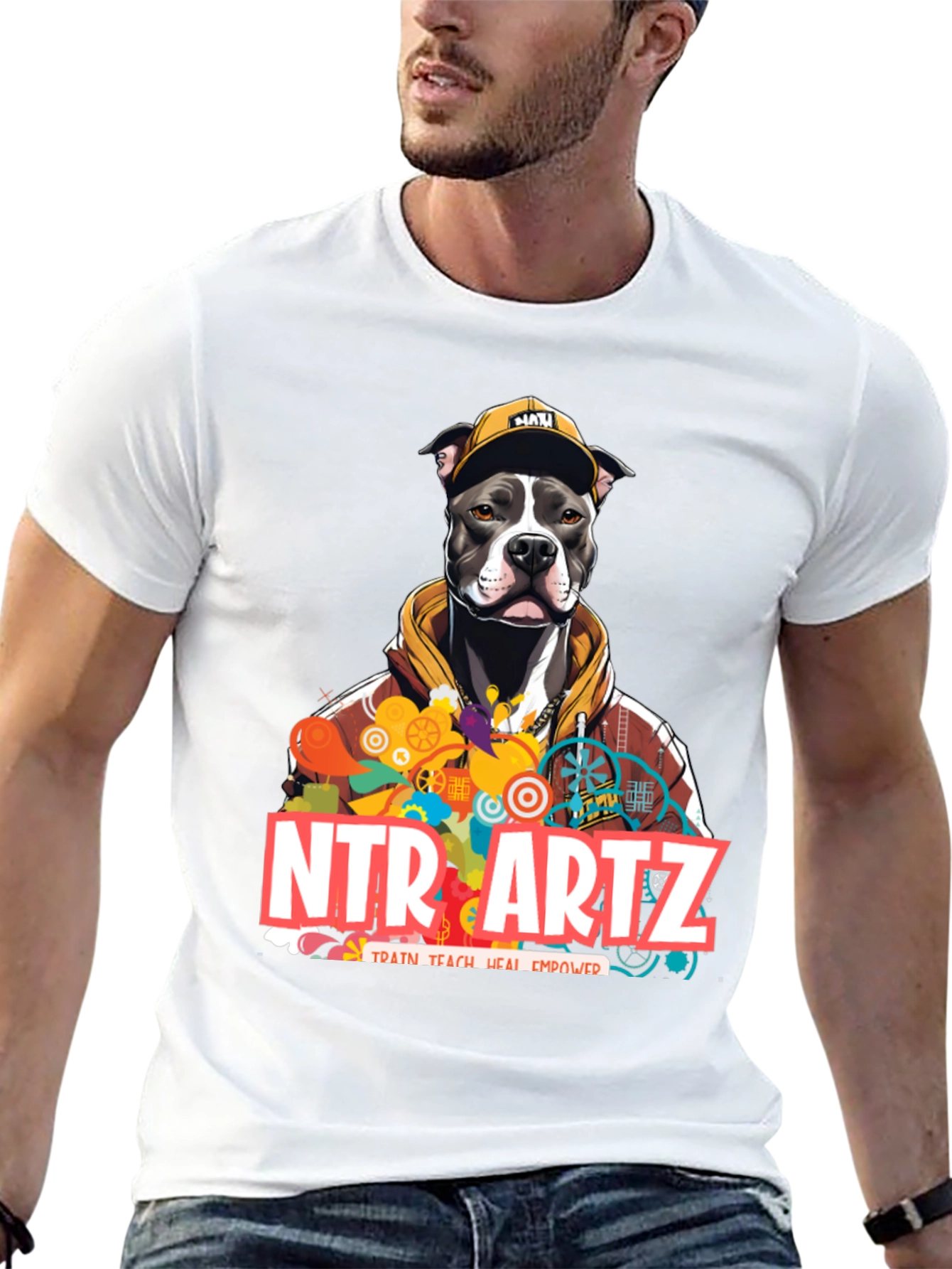 NTR Artz Dog Graphic Black T-Shirt