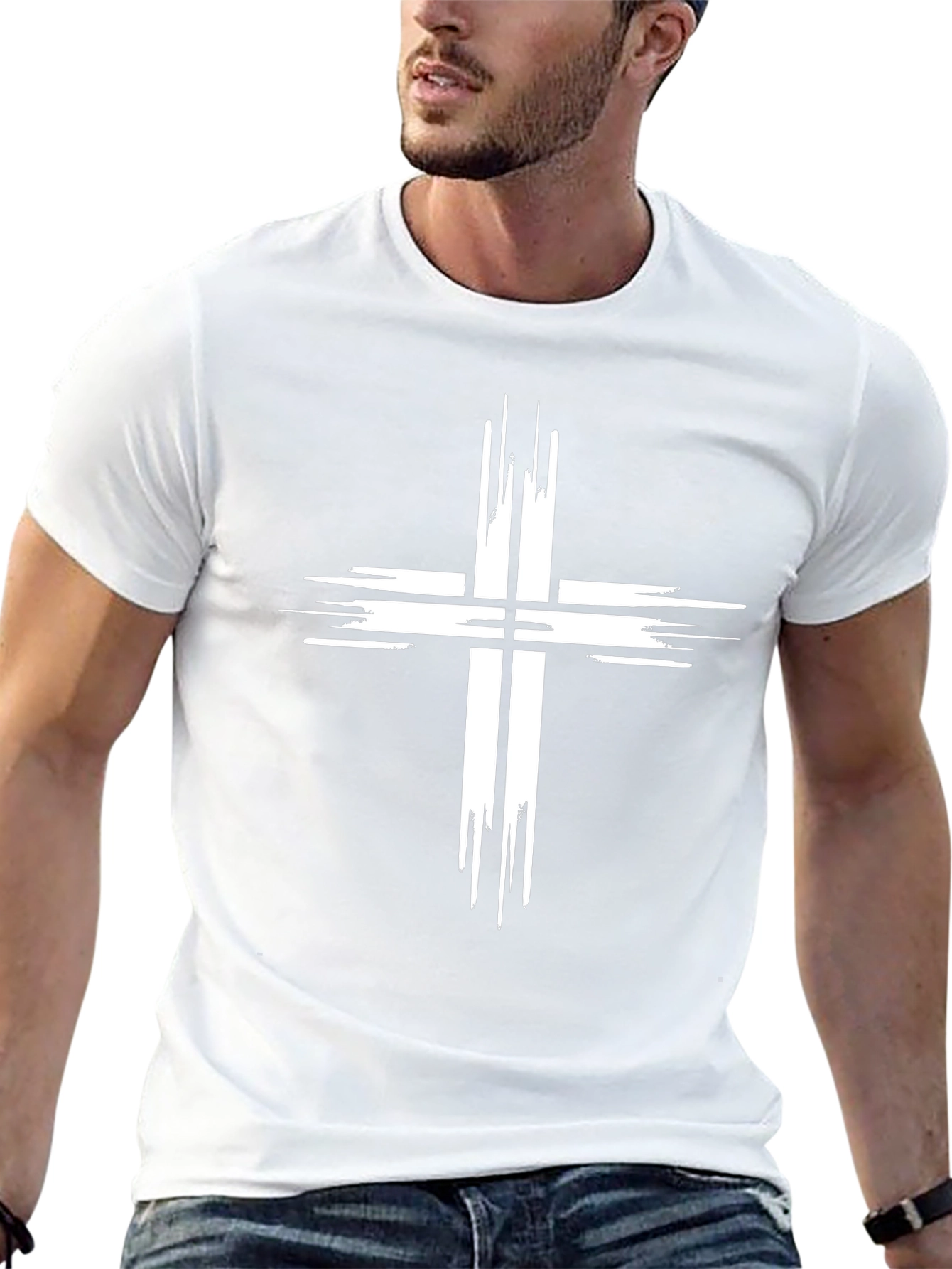 Grunge Cross Graphic Tee - Black Cotton Blend