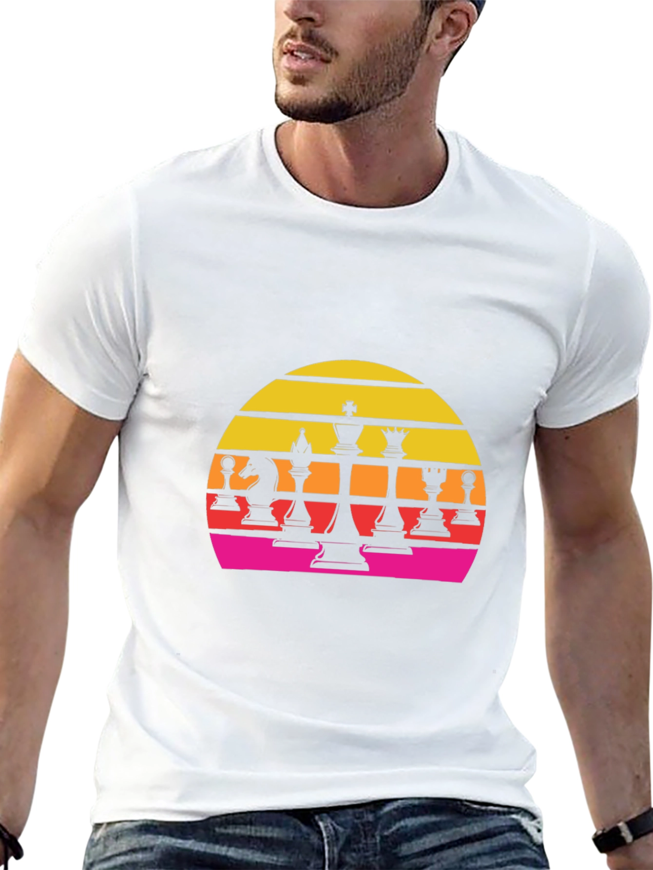 Chess Sunset Graphic Tee - Retro Style