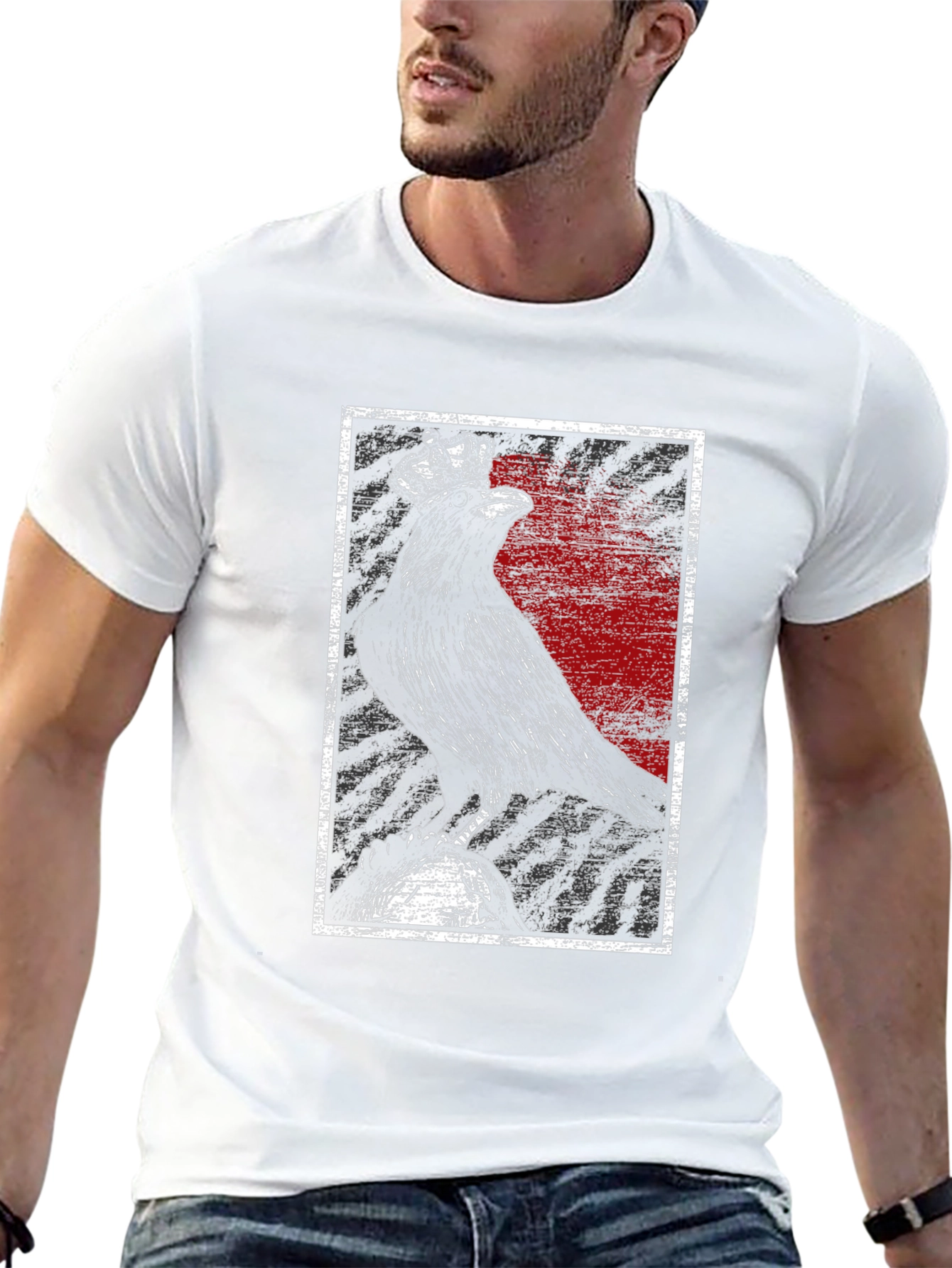 Crowned Raven Graphic Tee - Dark Gothic Style