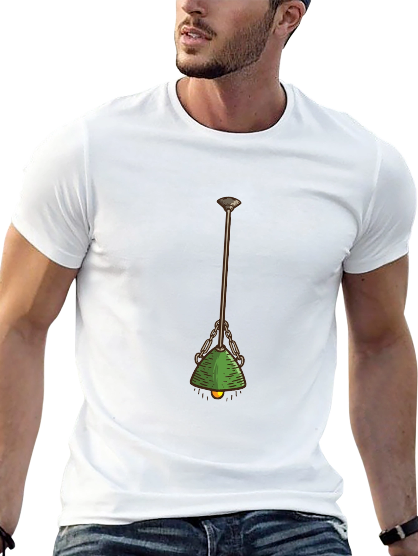 Green Banker Lamp Graphic Tee - Retro Office Style