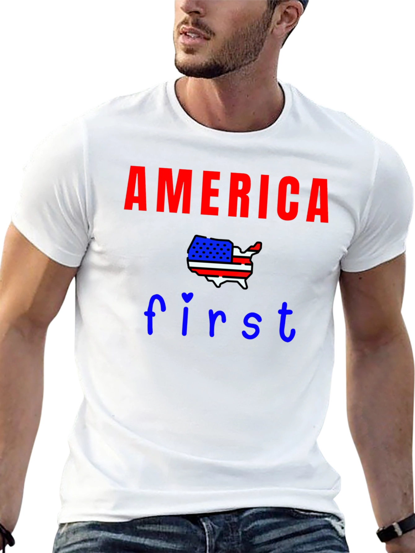 America First Patriotic Graphic Tee - USA Pride
