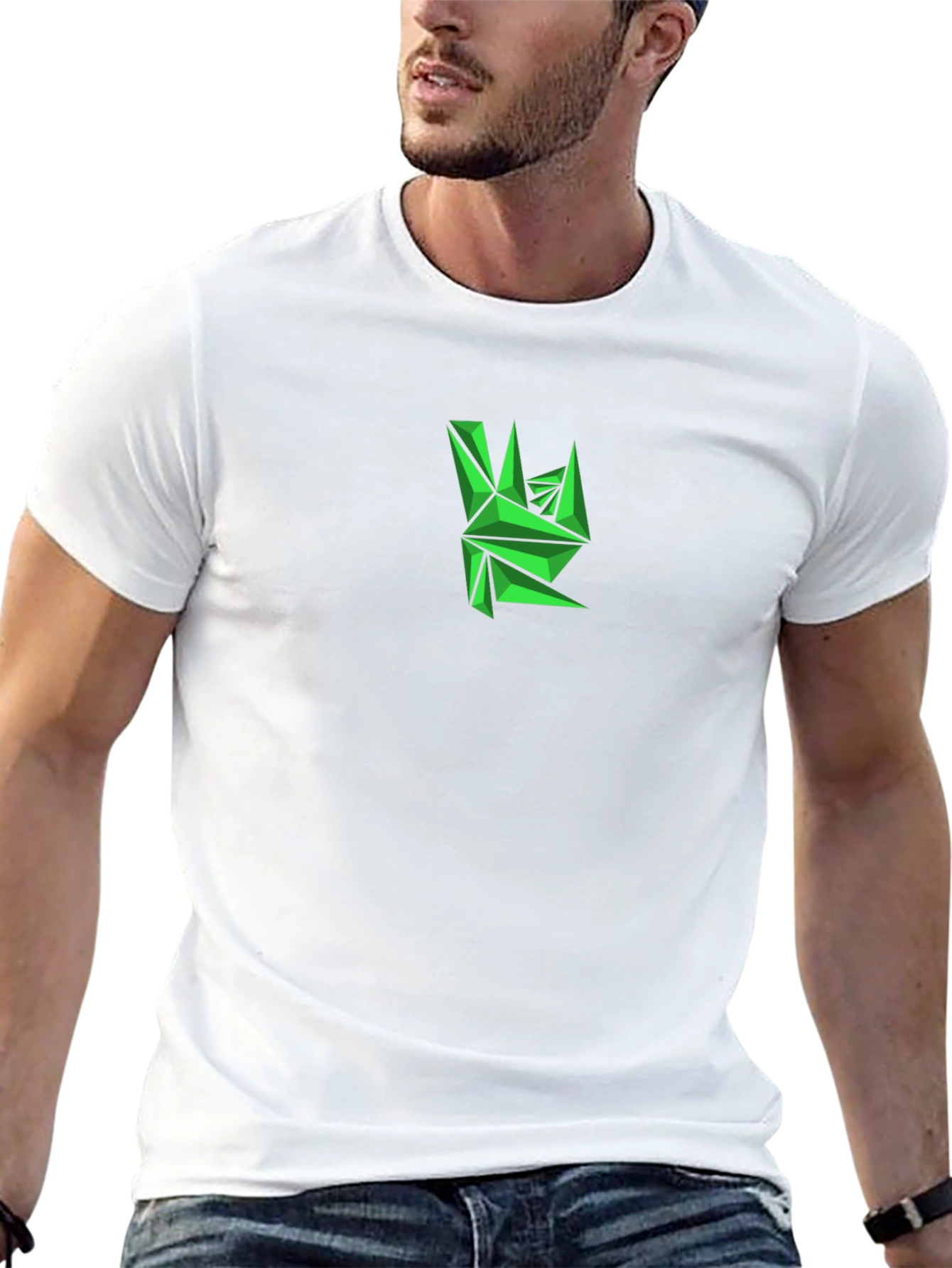 Geometric Green Graphic Tee - Mens Black T-Shirt