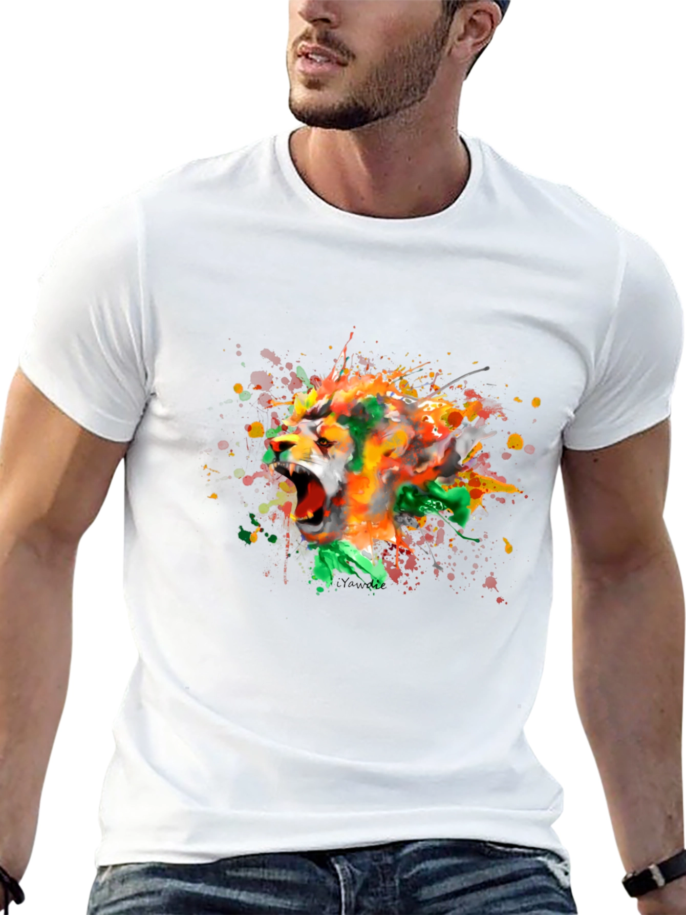 Roaring Lion Splash Art Graphic Tee