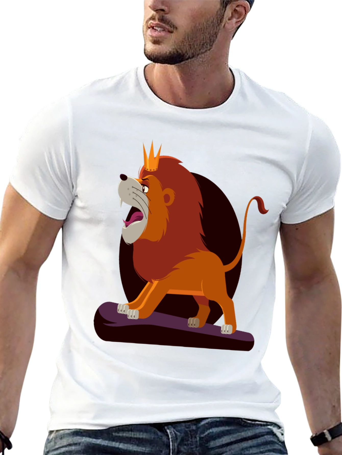 Lion King Cartoon Graphic Tee - Black T-Shirt