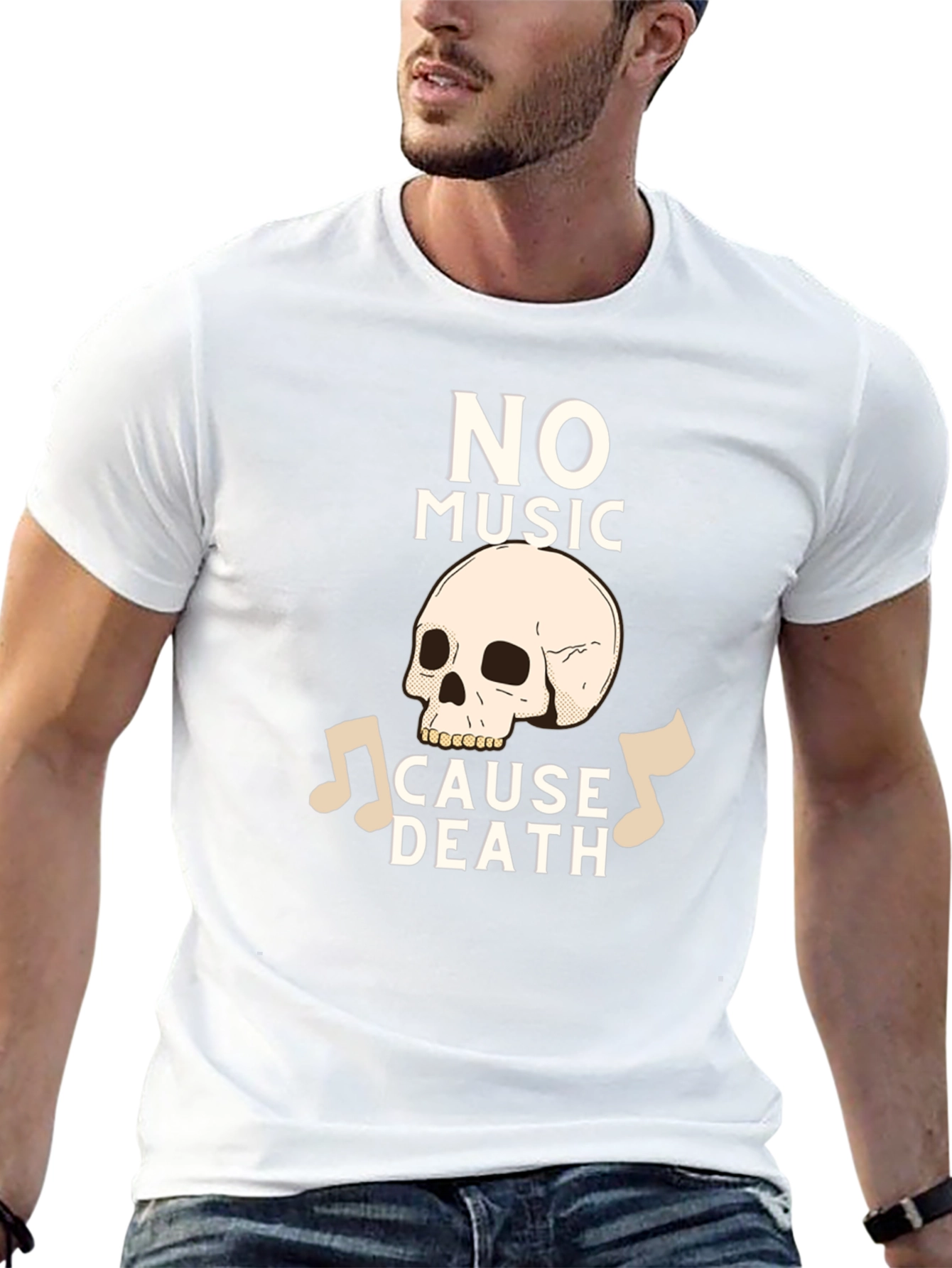No Music Cause Death Graphic T-Shirt