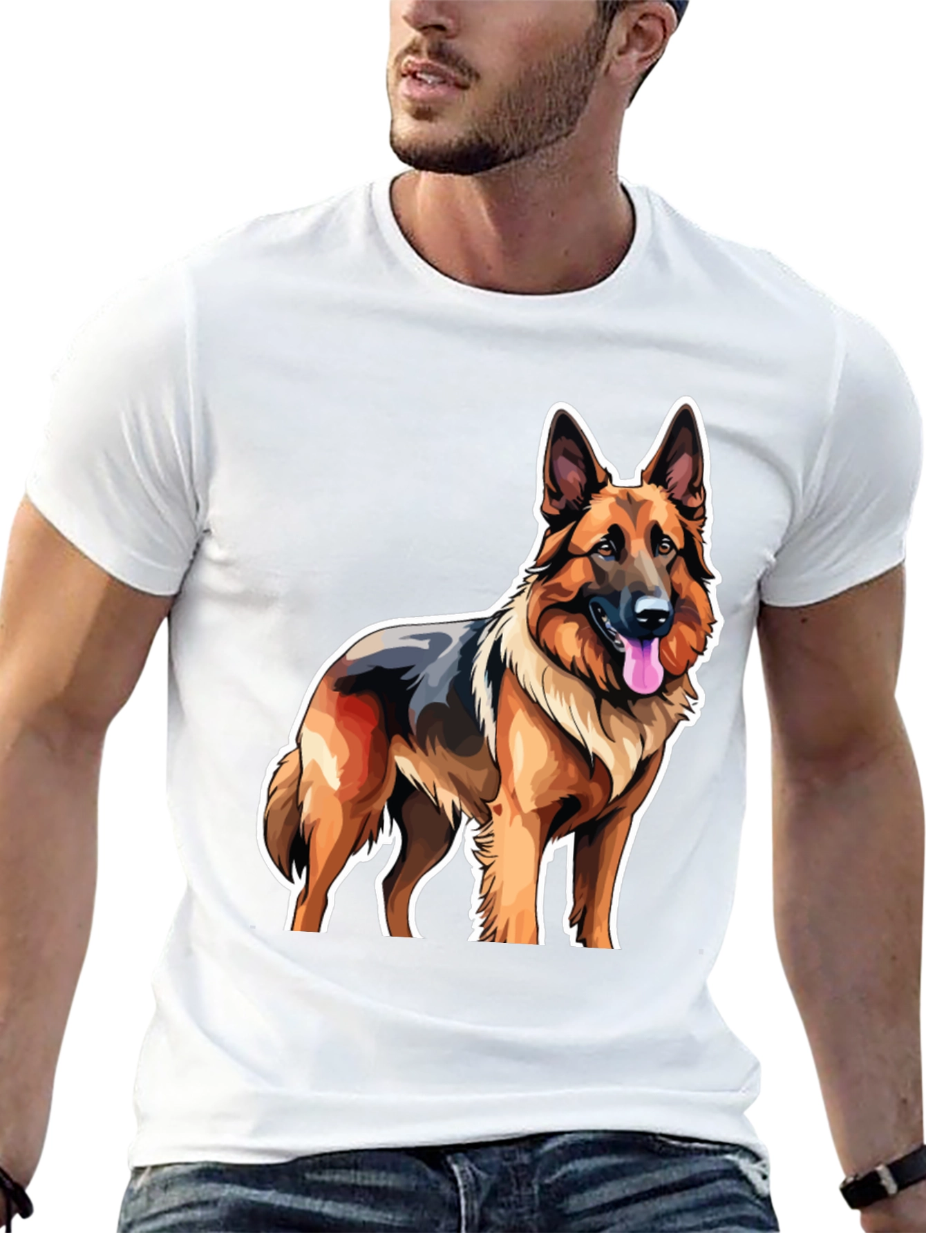 German Shepherd Graphic Tee - Black Cotton Comfort