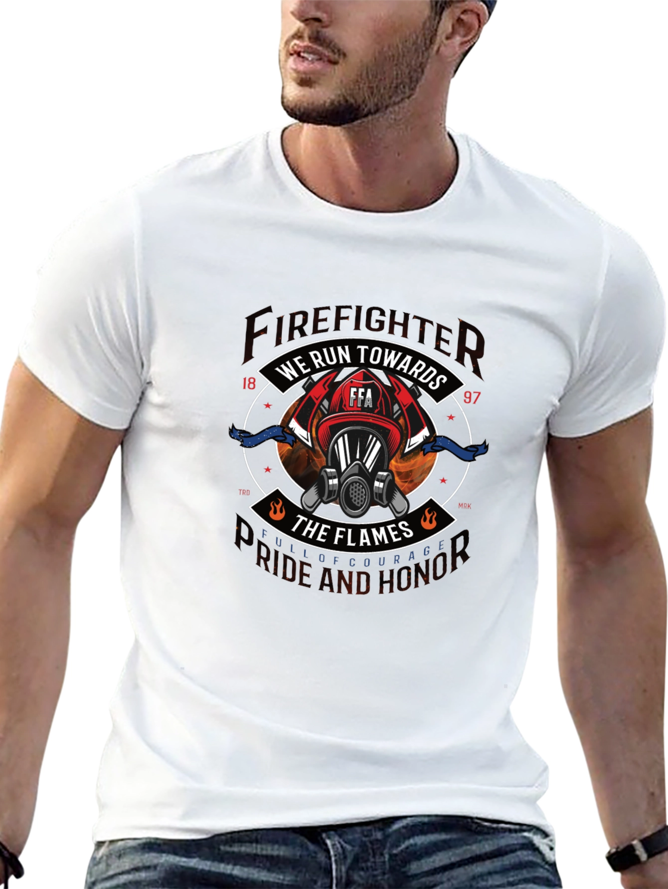 Firefighter We Run Towards the Flames Graphic Tee