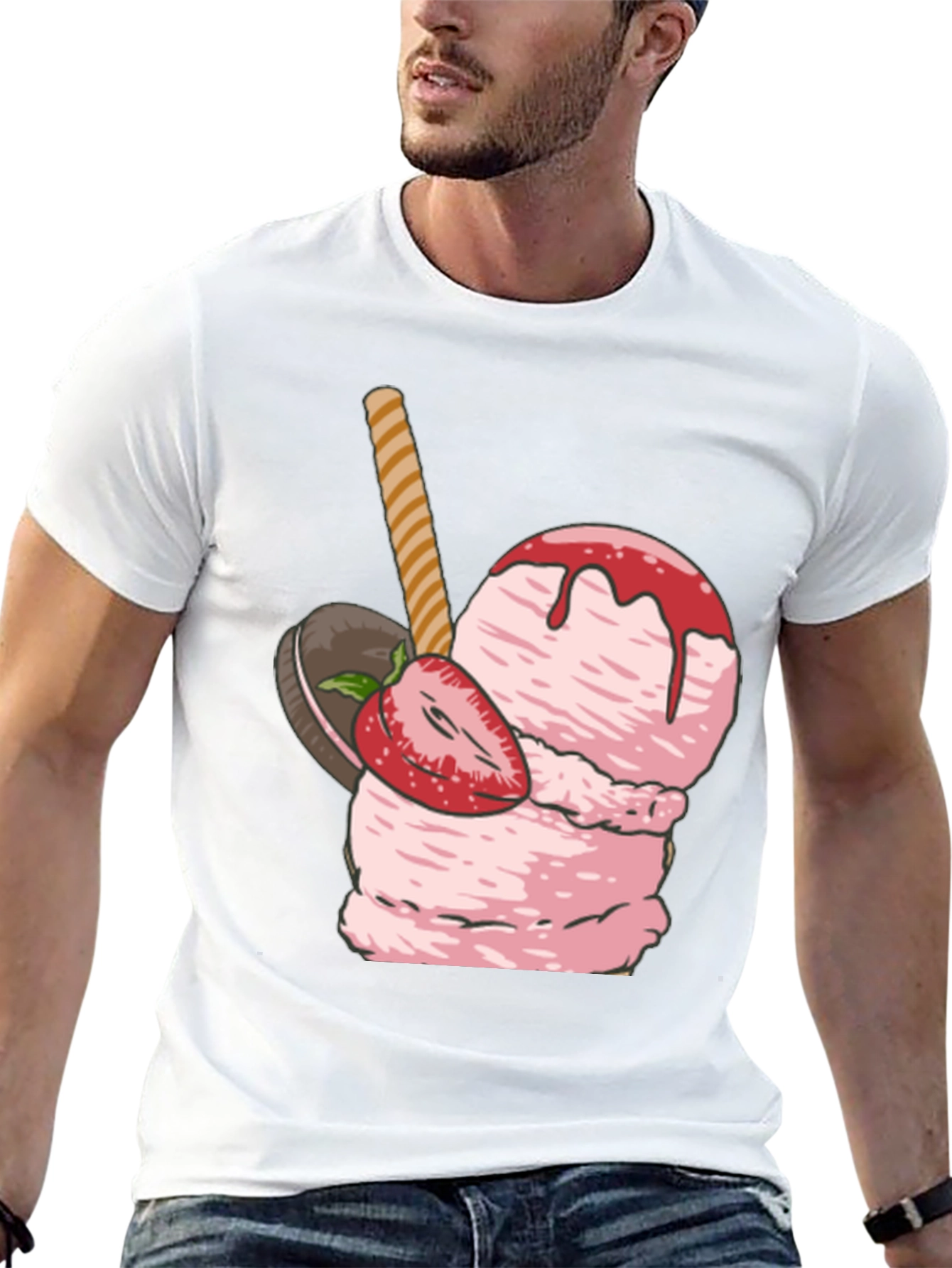 Strawberry Ice Cream Graphic T-Shirt
