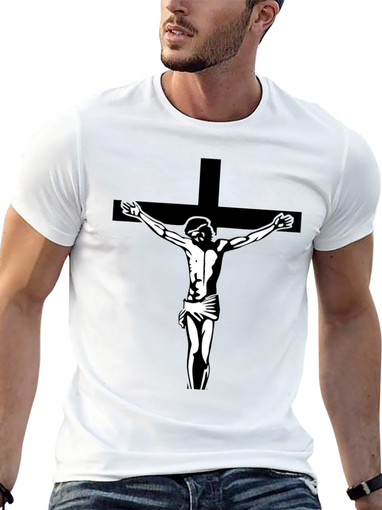 Jesus on Cross Graphic Tee - Black