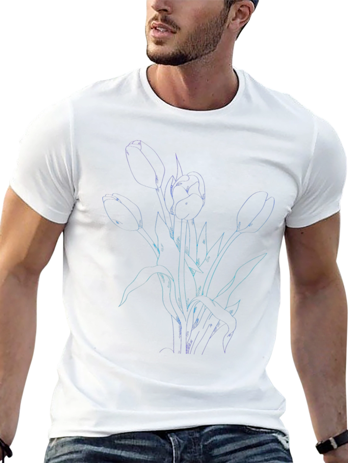 Tulip Outline Graphic Tee - Black
