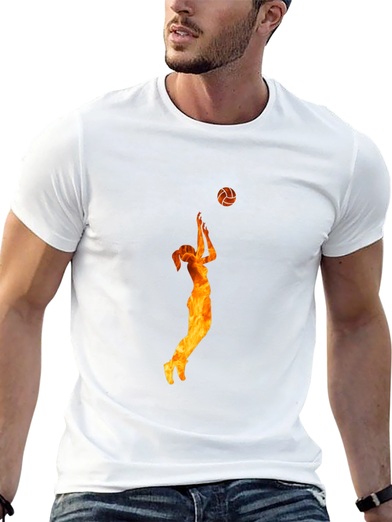 Volleyball Flame Graphic Black T-Shirt