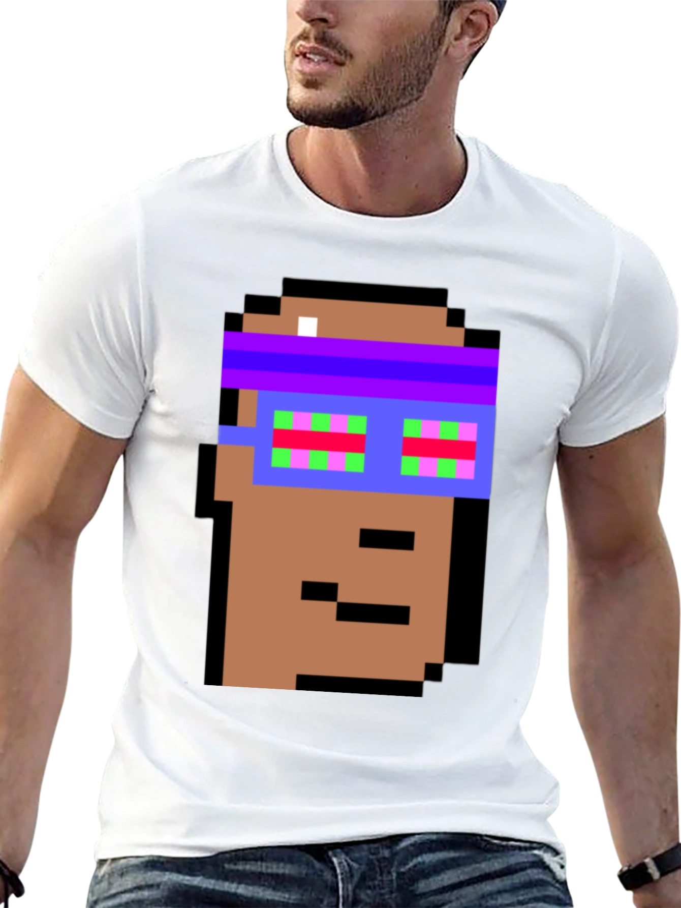 Crypto Pixel Art T-Shirt - Funky Block Head Design