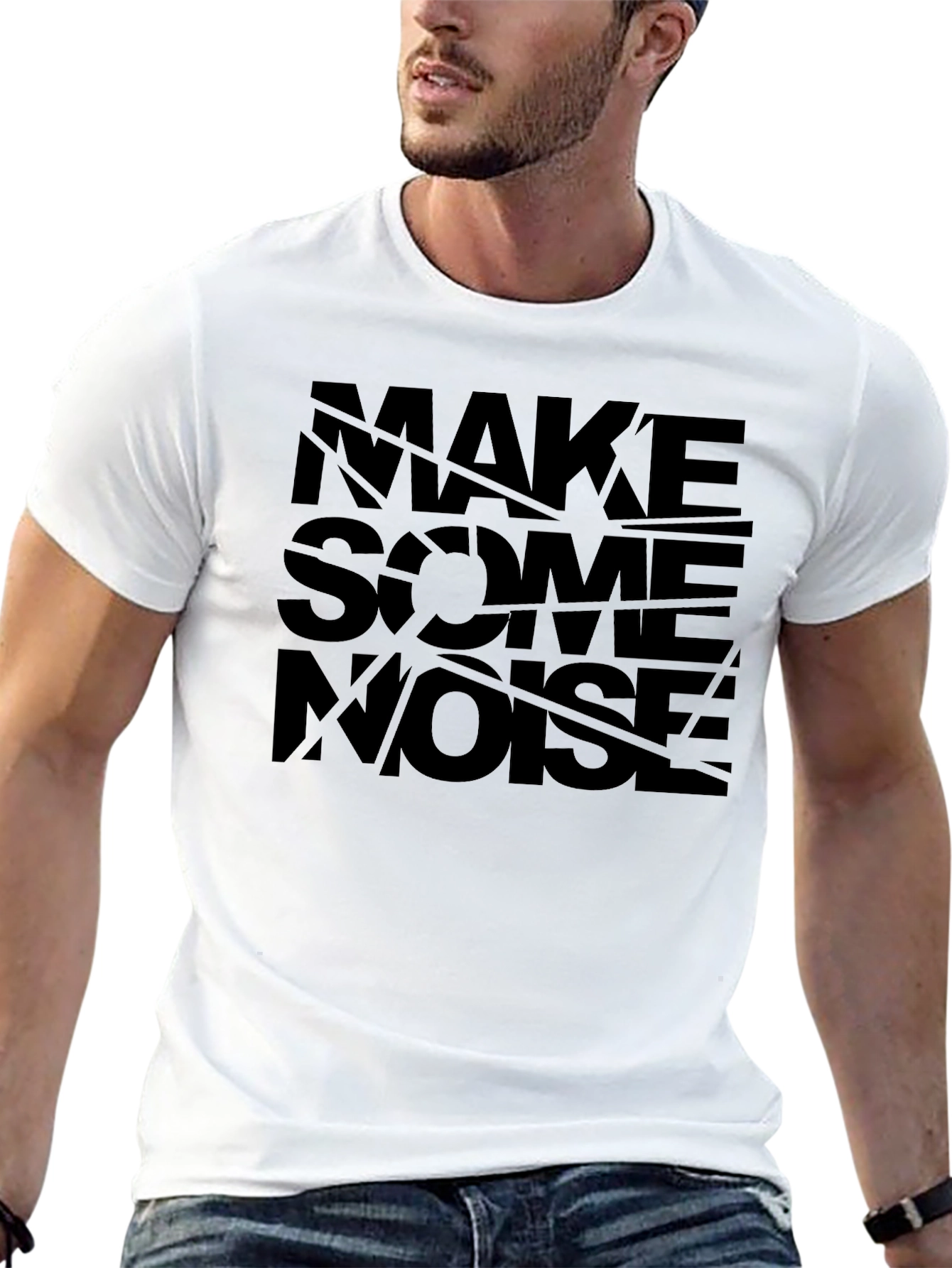 Make Some Noise Graphic Tee - Black Cotton T-Shirt