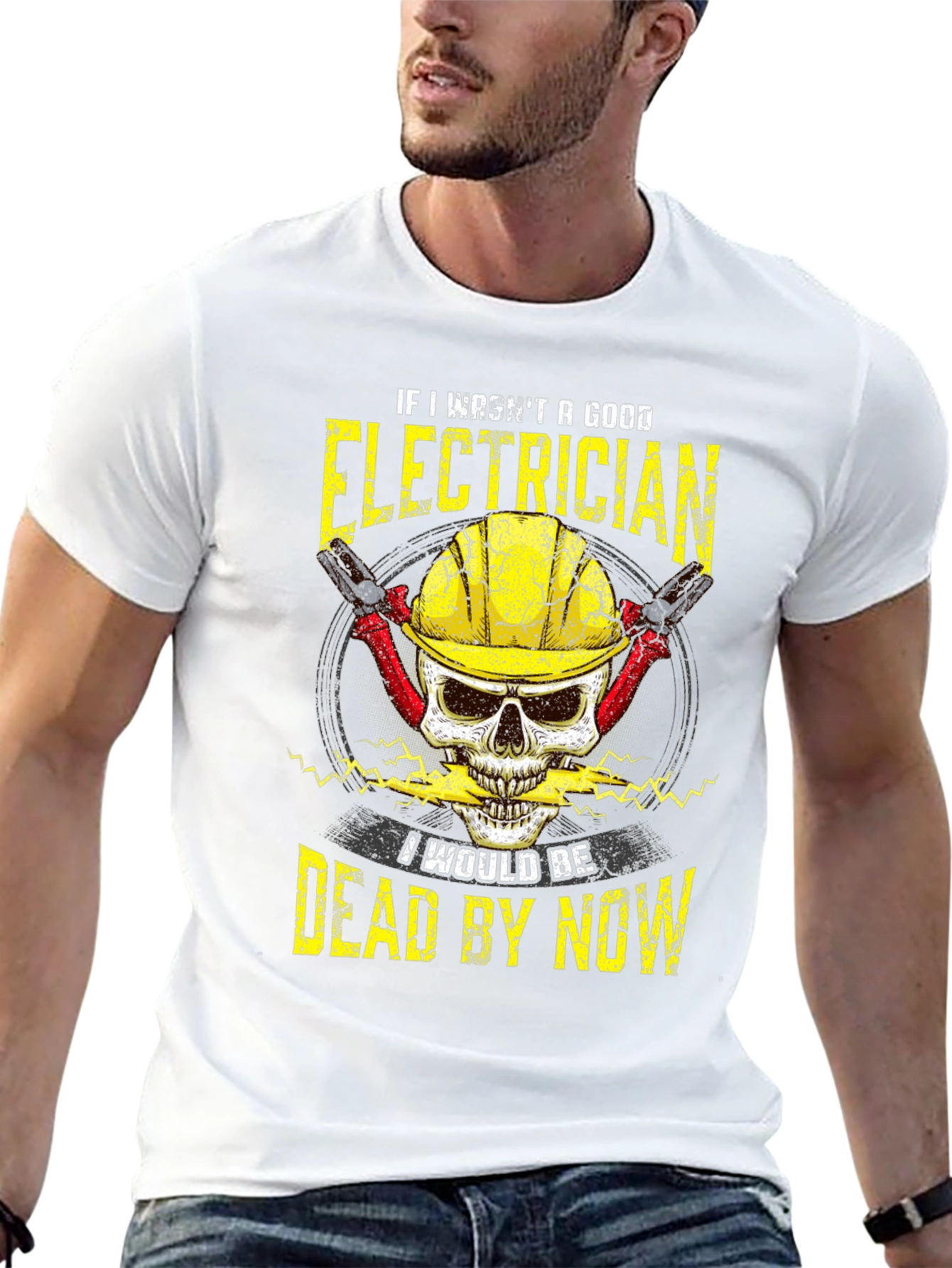 Electrician Skull Graphic Tee - Safety First!