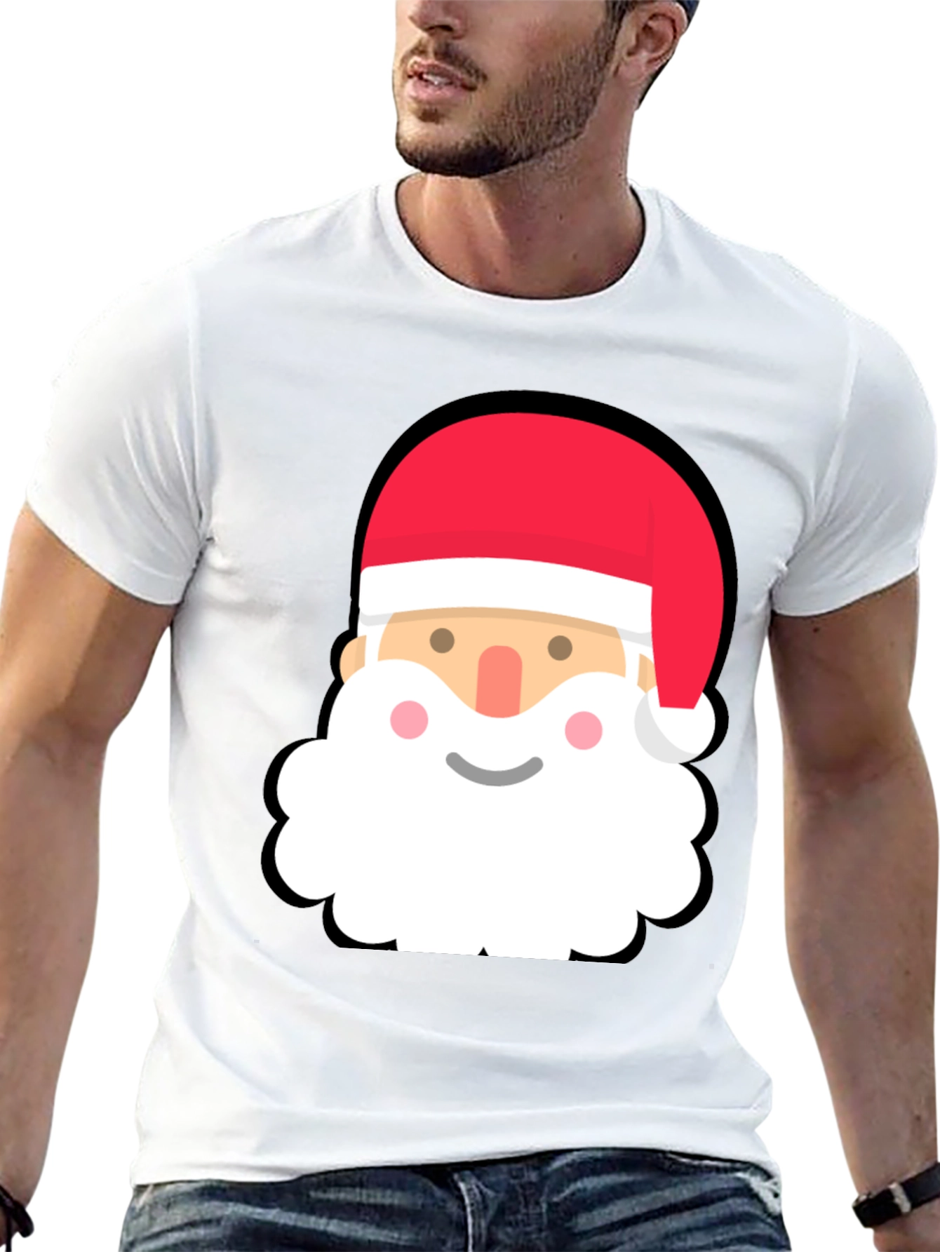 Santa Face Black T-Shirt