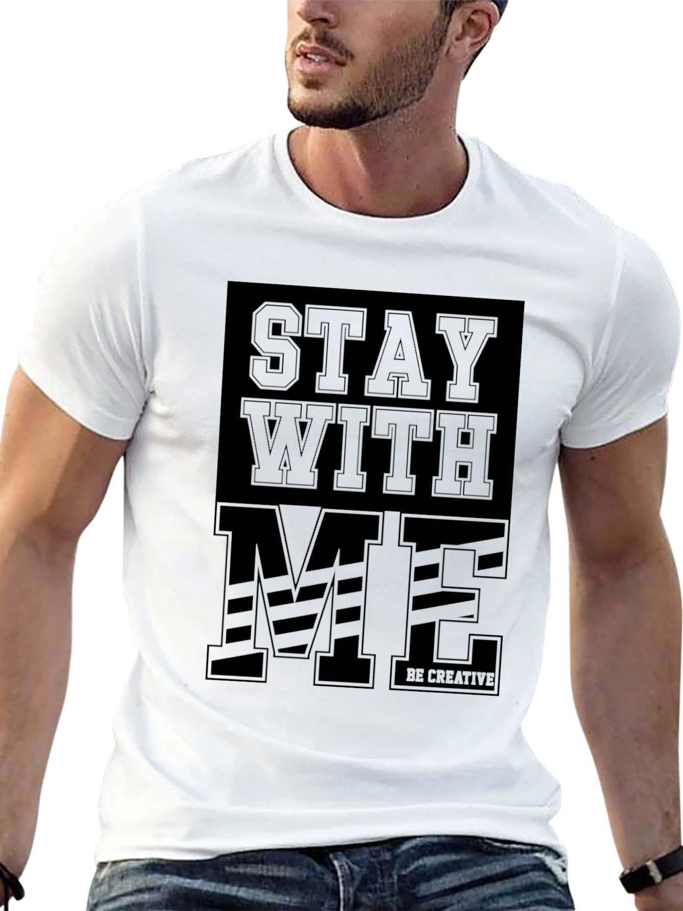 Stay With Me Black Graphic Tee - Mens Fashion