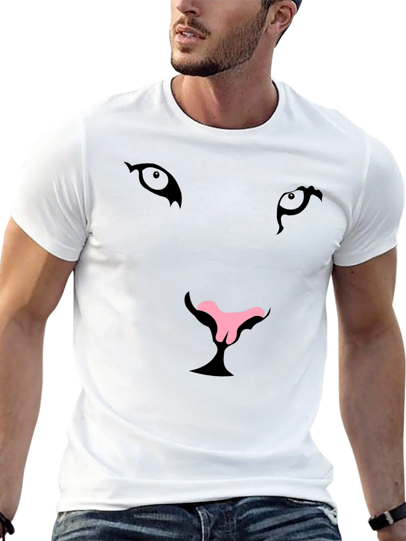 Cool Cat Face Graphic T-Shirt
