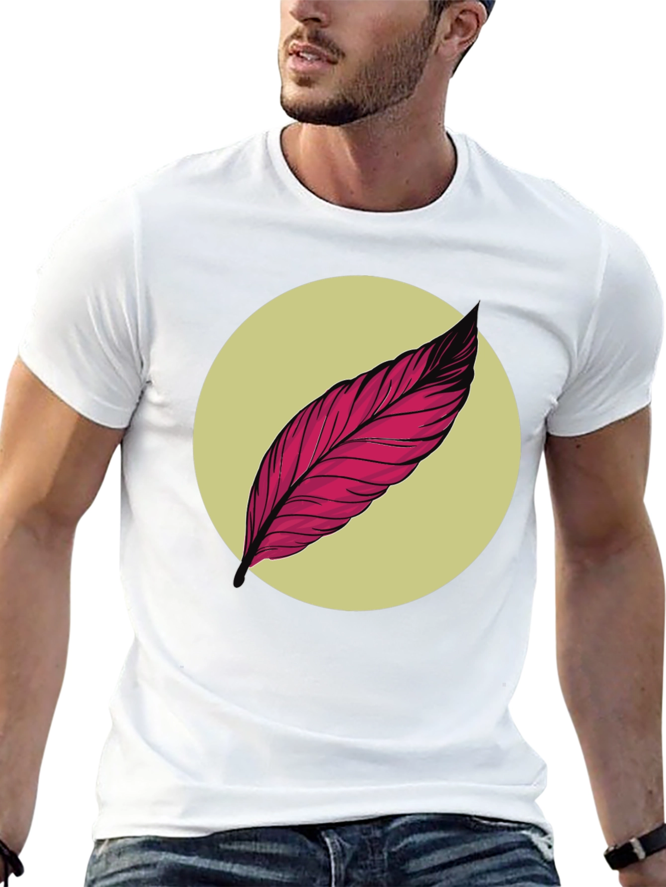 Feather Graphic Tee - Unique Artistic Design