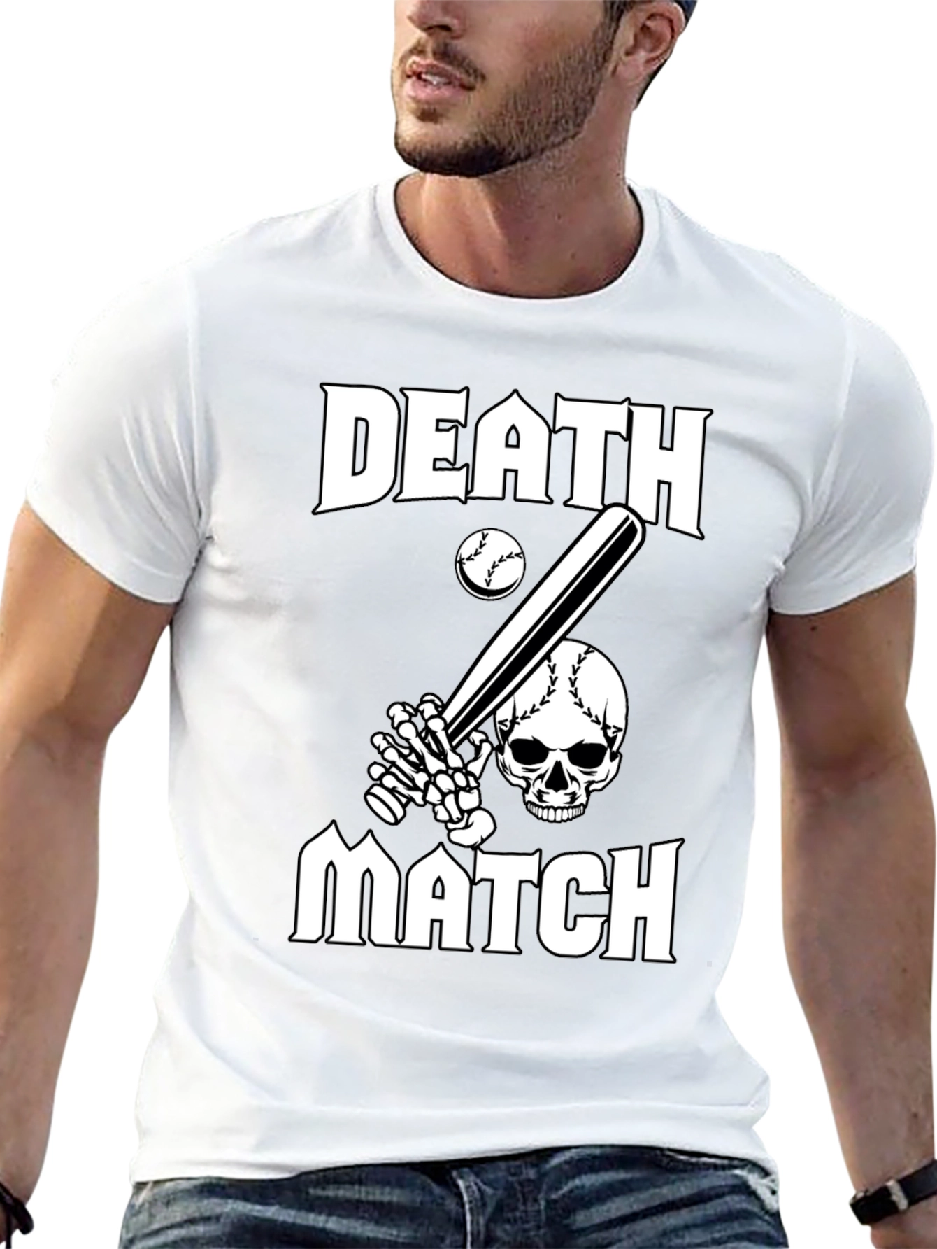 Death Match Graphic T-Shirt - Baseball Skull Tee