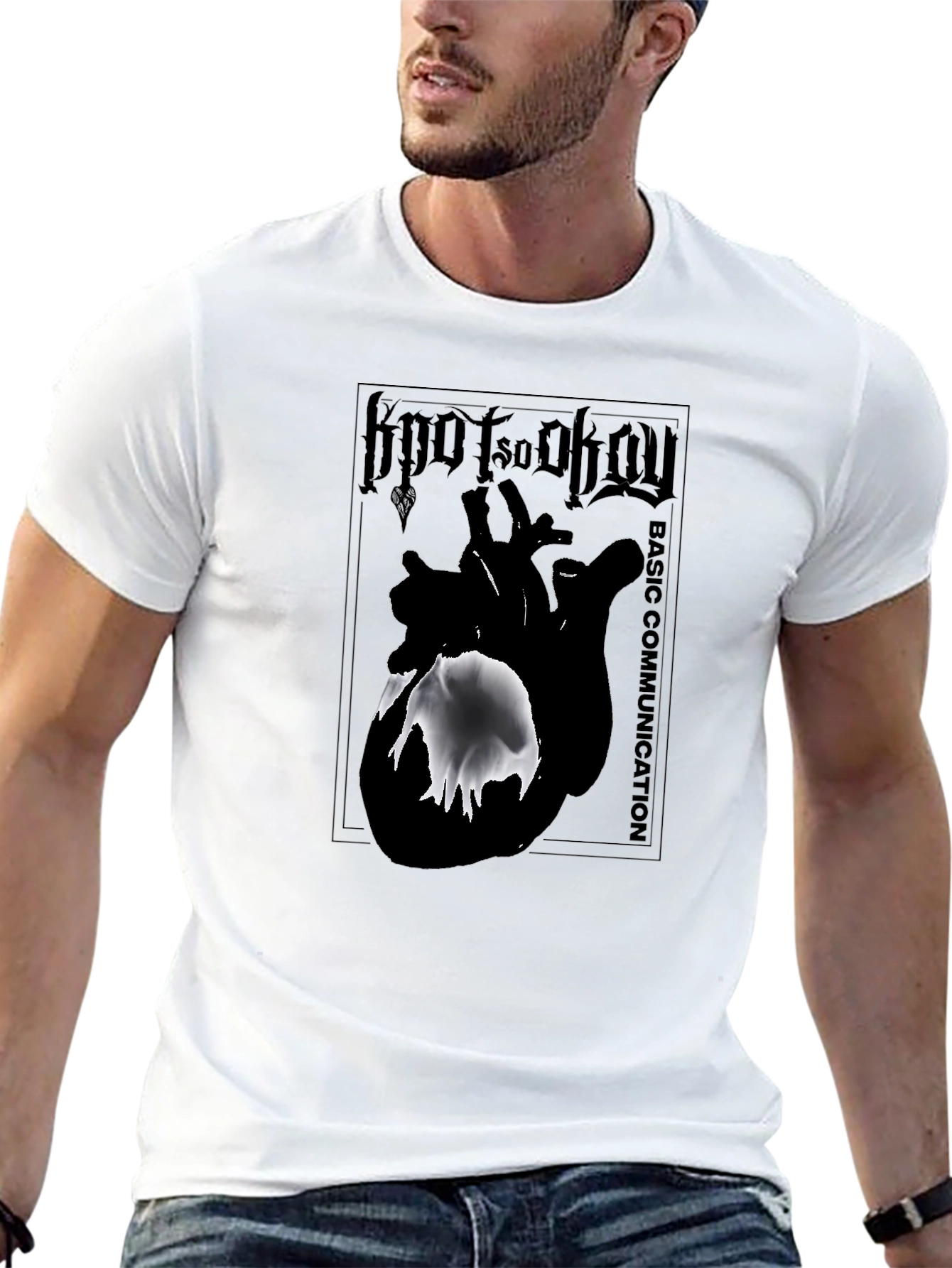 Basic Communication Heart Graphic T-Shirt