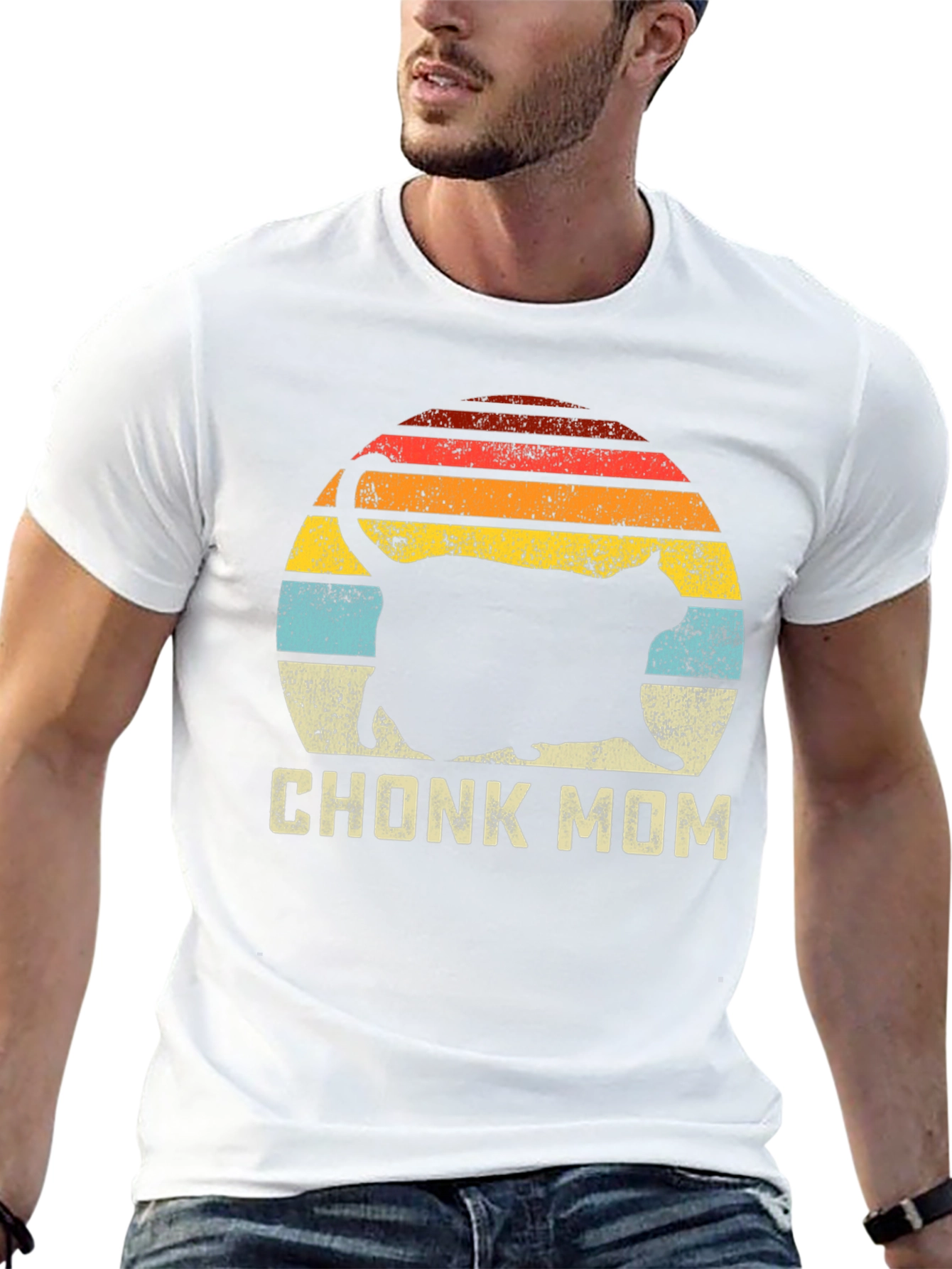 Chonk Mom Cat T-Shirt - Retro Style
