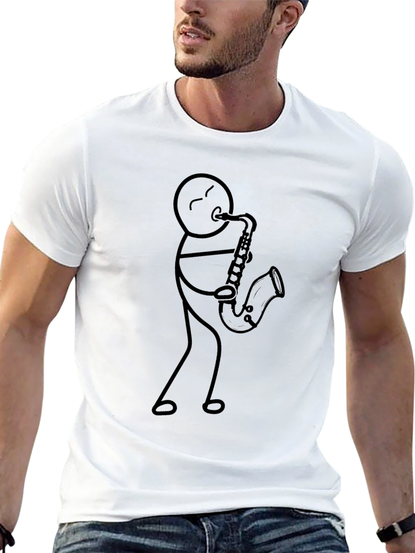 Stick Figure Saxophone Player T-Shirt