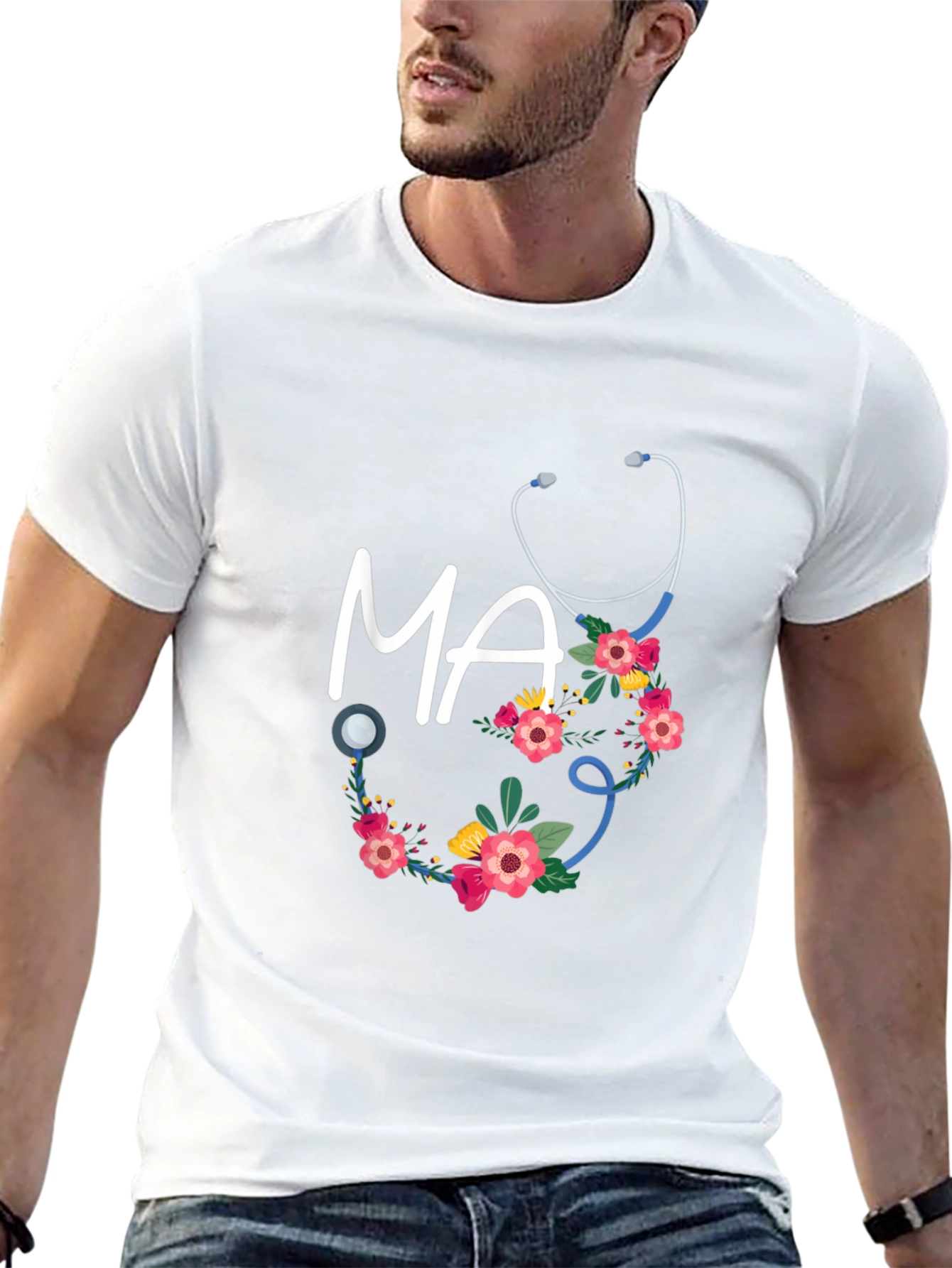 Floral MA Stethoscope T-Shirt