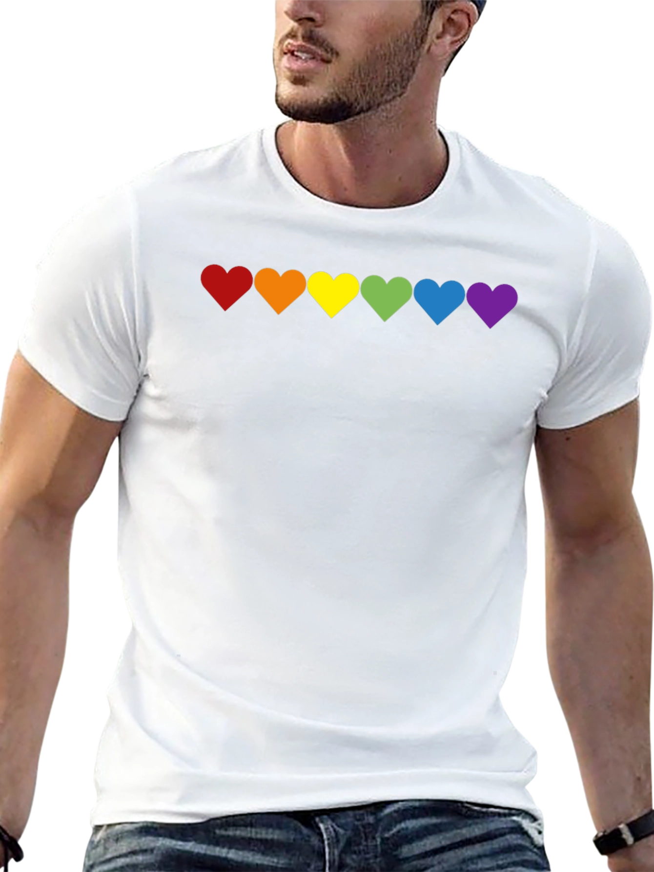 LGBT Pride Rainbow Hearts Black T-Shirt
