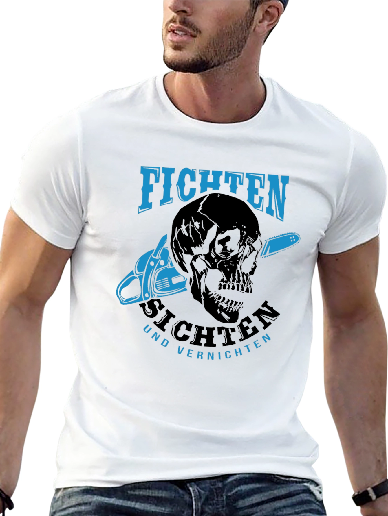 Fichten T-Shirt - Skull & Chainsaw Design
