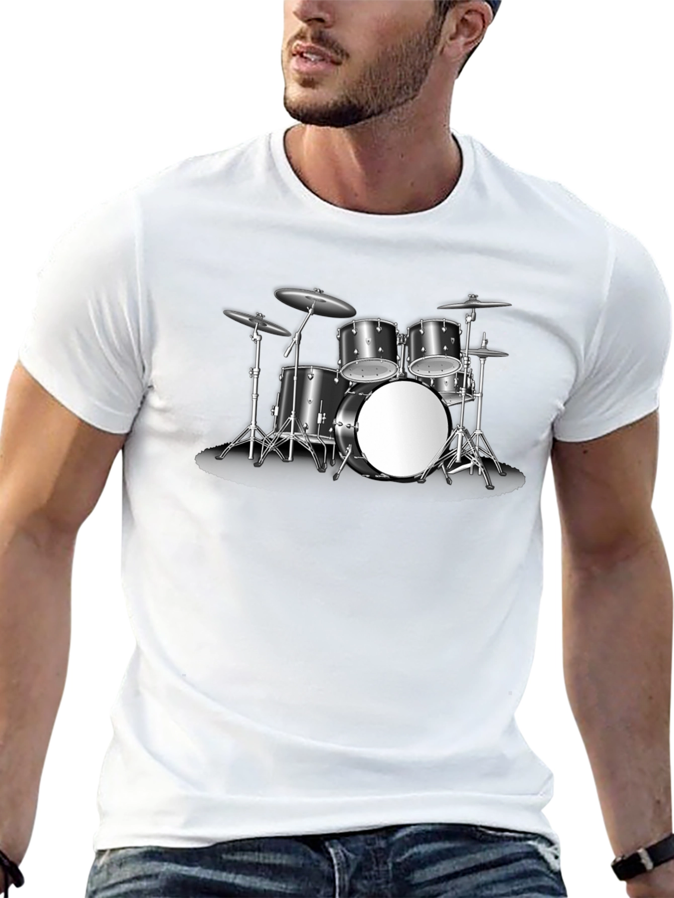 Drum Kit Graphic Tee - Music Lovers Black T-Shirt