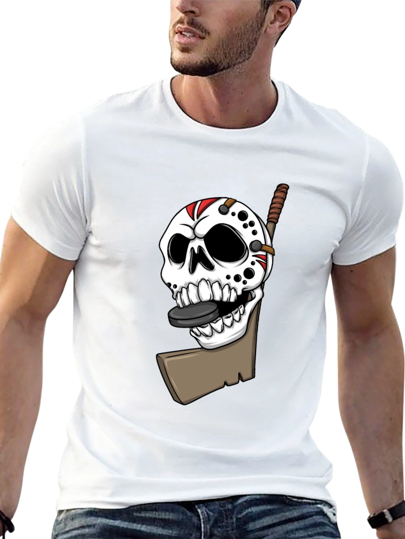 Hockey Skull T-Shirt - Black Graphic Tee