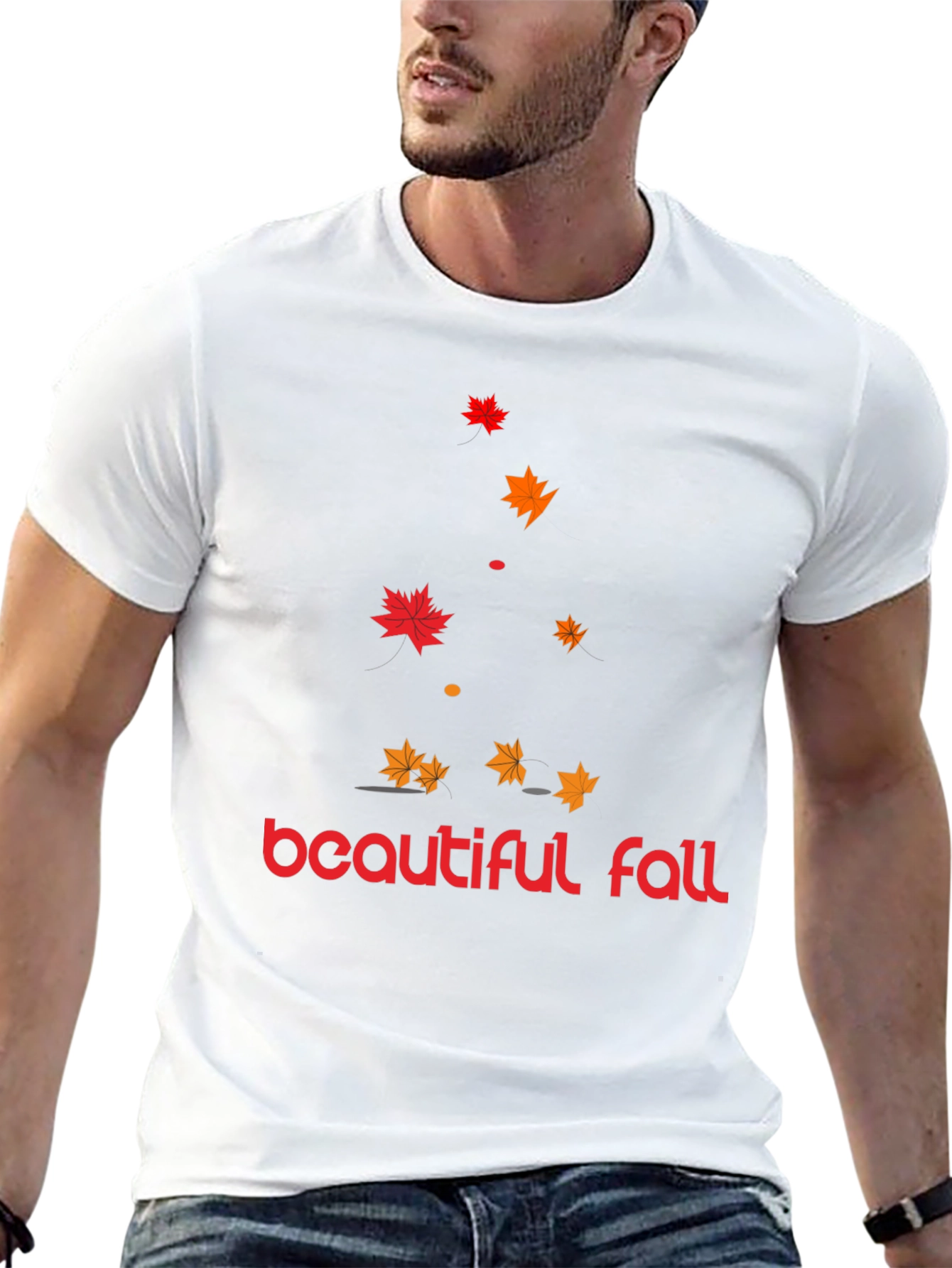 Beautiful Fall Leaves Graphic Tee - Mens Black T-Shirt