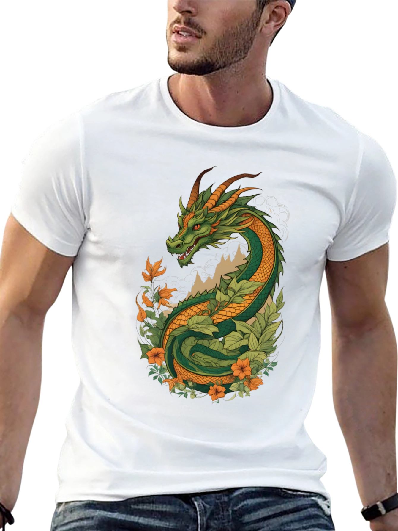 Dragon & Floral Graphic Tee