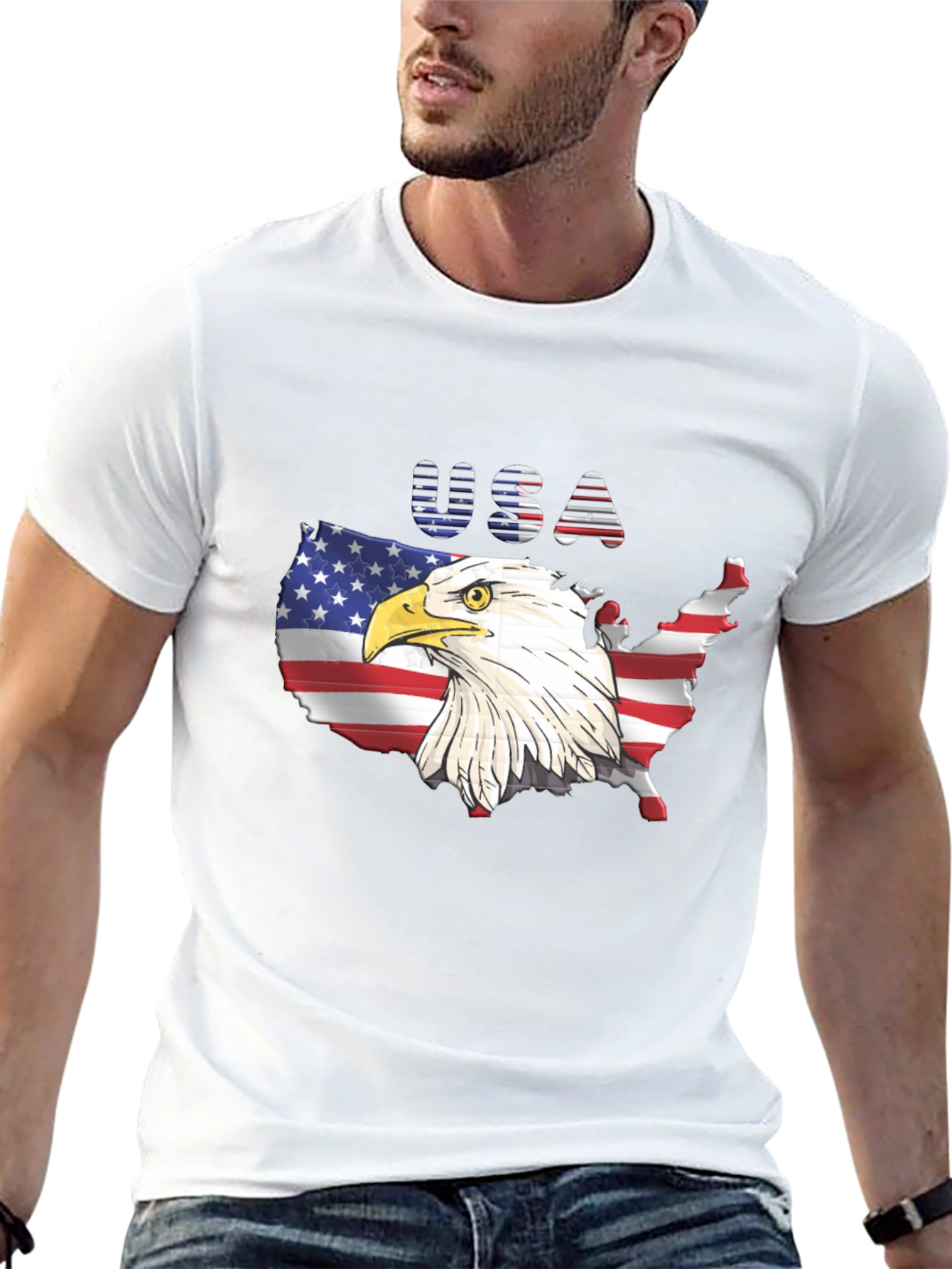 USA Eagle Graphic T-Shirt Patriotic Tee