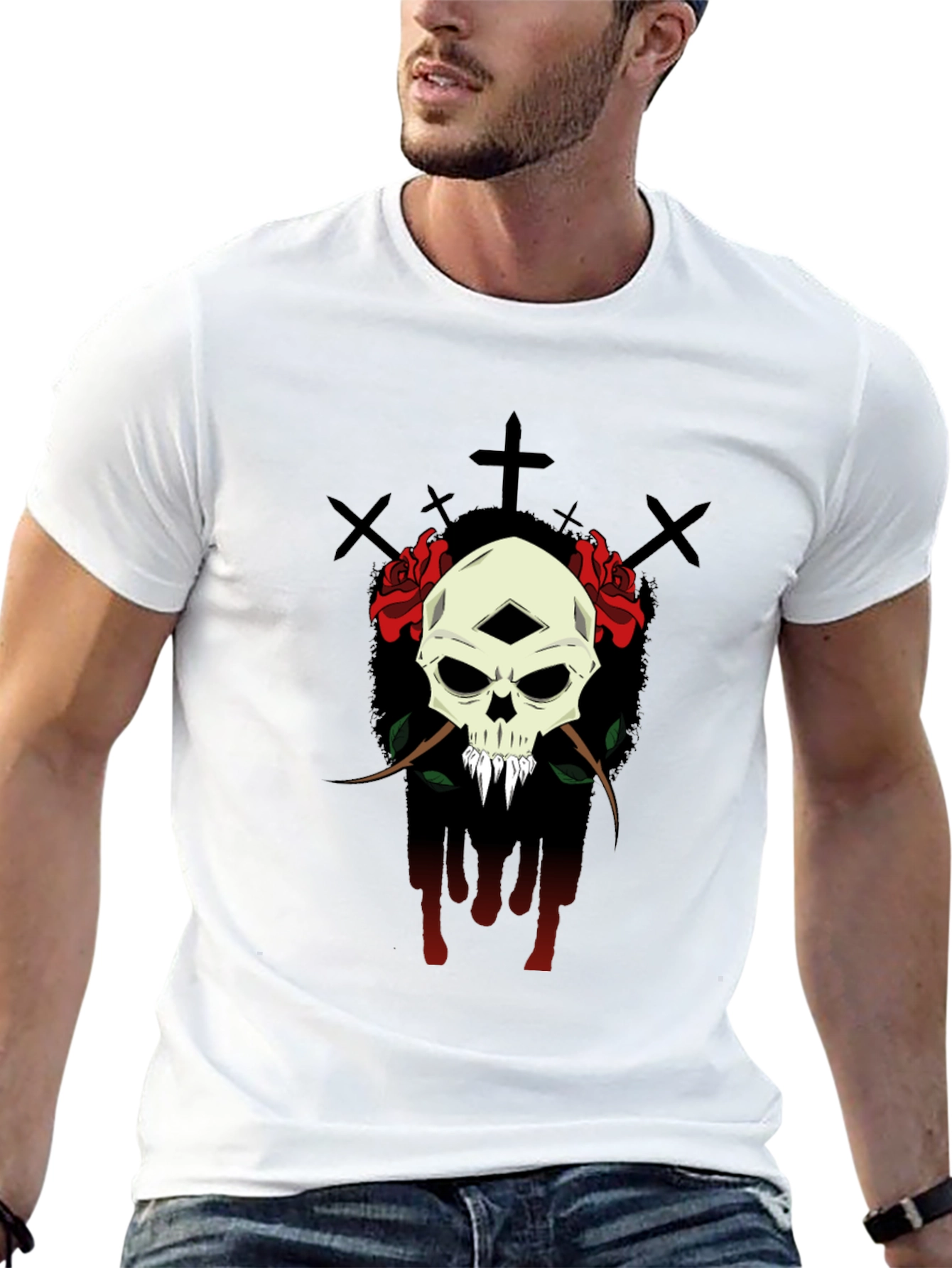 Skull & Roses Graphic T-Shirt