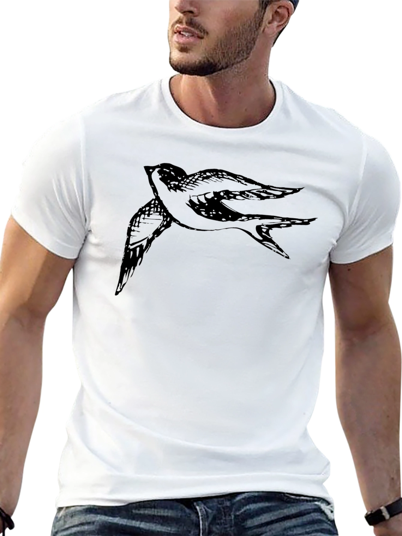 Black Bird Graphic Tee - Mens Casual T-Shirt