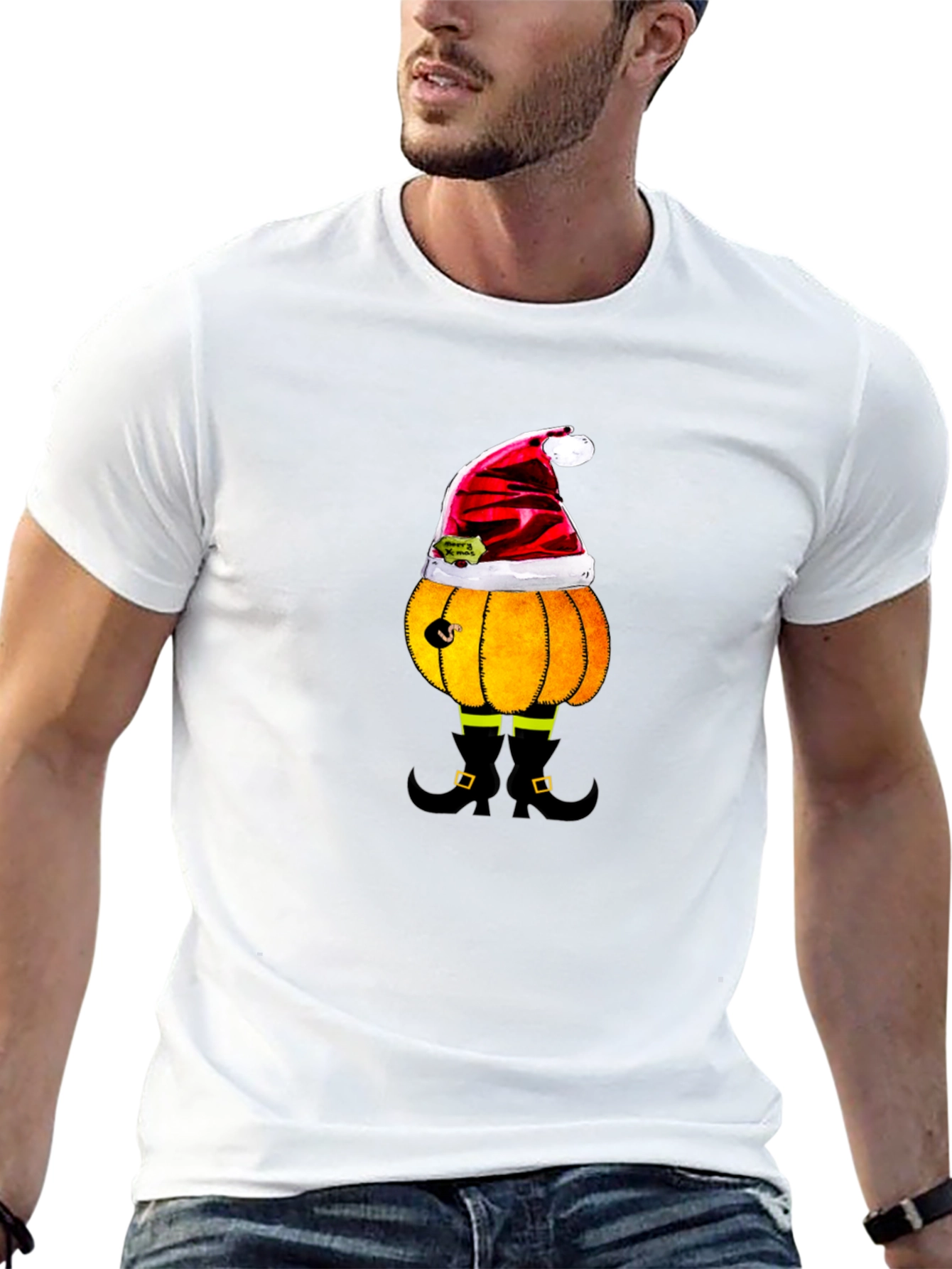Festive Pumpkin Santa T-Shirt