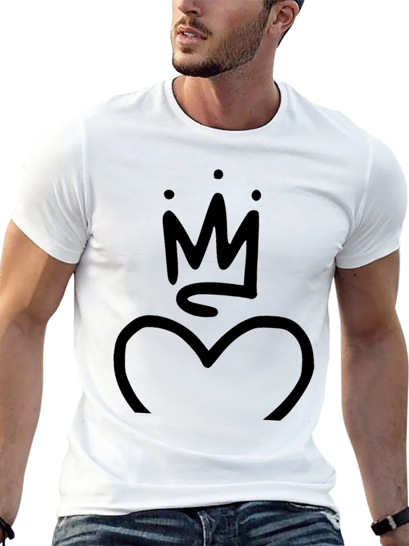 Crown Heart Graphic T-Shirt - Stylish Black Tee