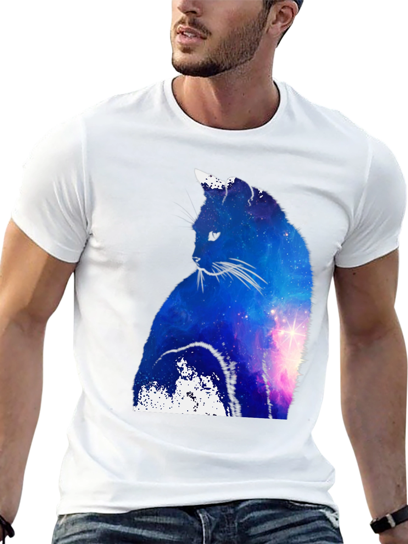 Galaxy Cat T-Shirt - Space Silhouette Tee
