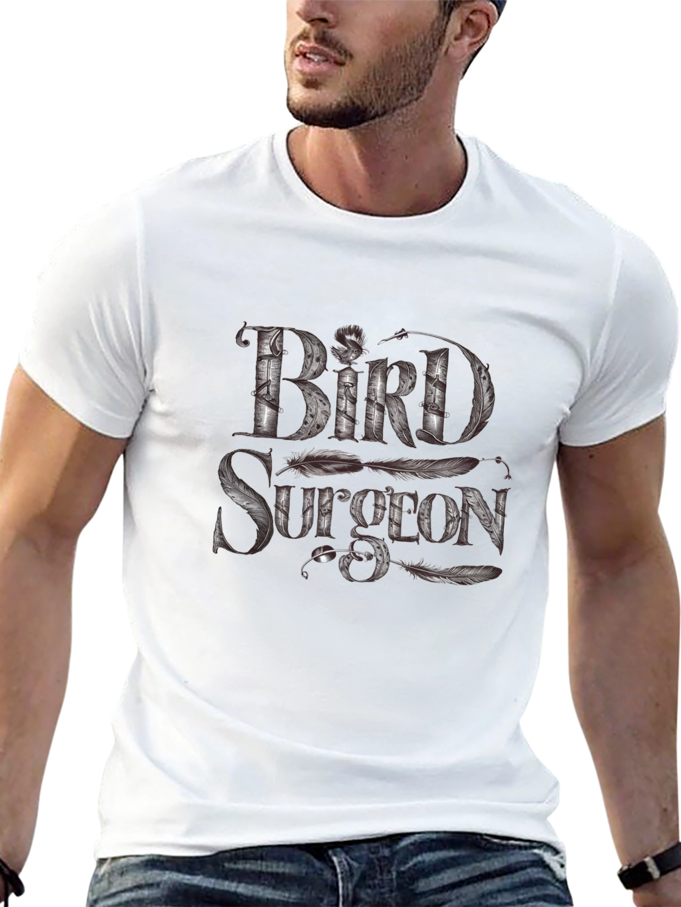 Bird Surgeon Graphic T-Shirt - Unique Feather Design