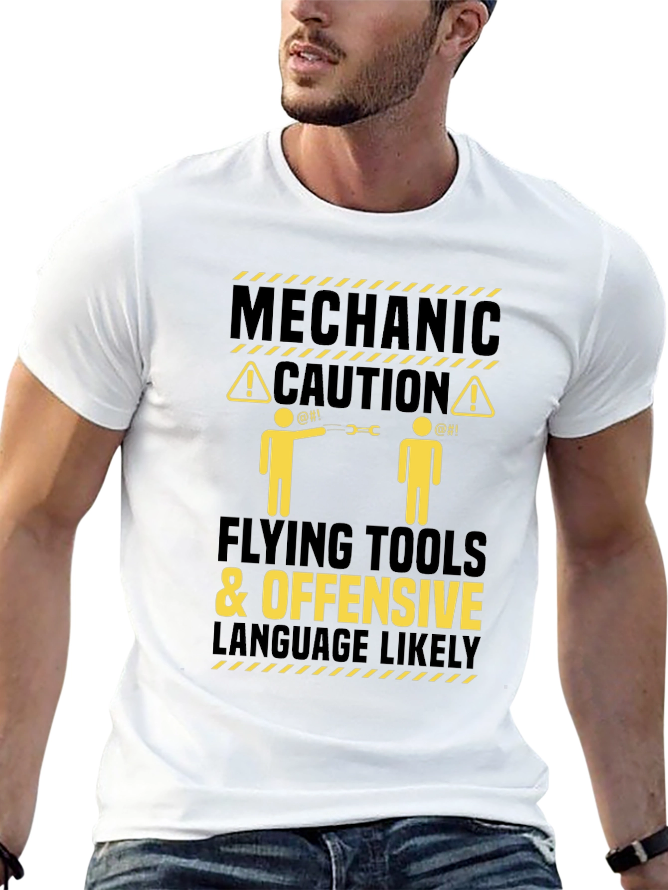 Mechanic Caution Funny Graphic T-Shirt